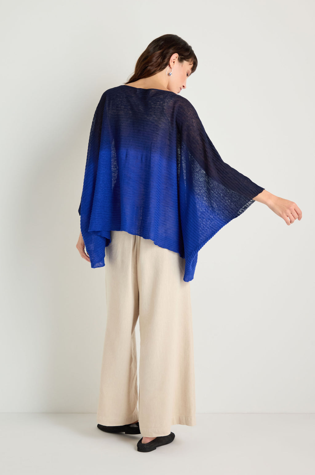 Navy Blue Dip Dye Knit Easy Top
