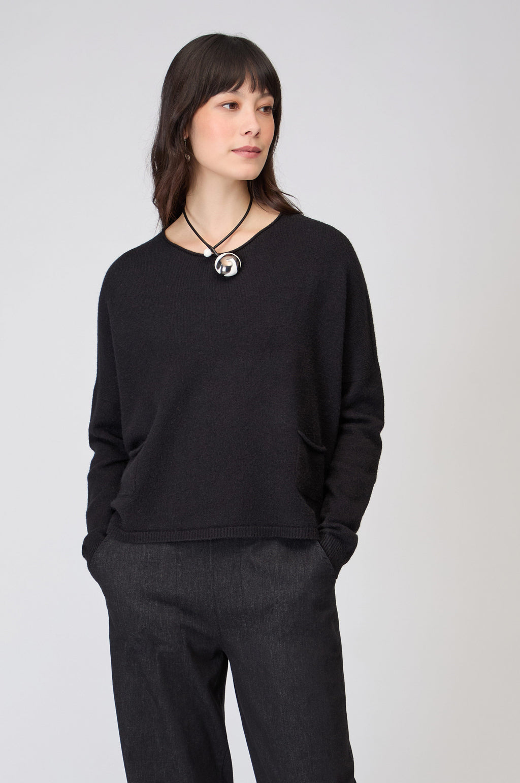 Two Pocket Black Knit