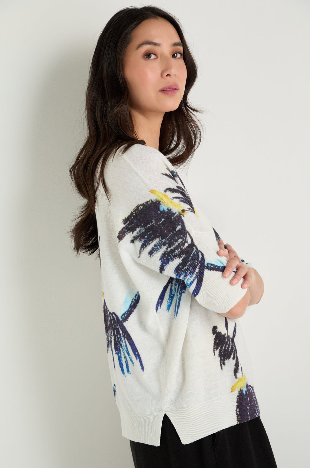 Scottie Linen Cotton V-Neck Knit