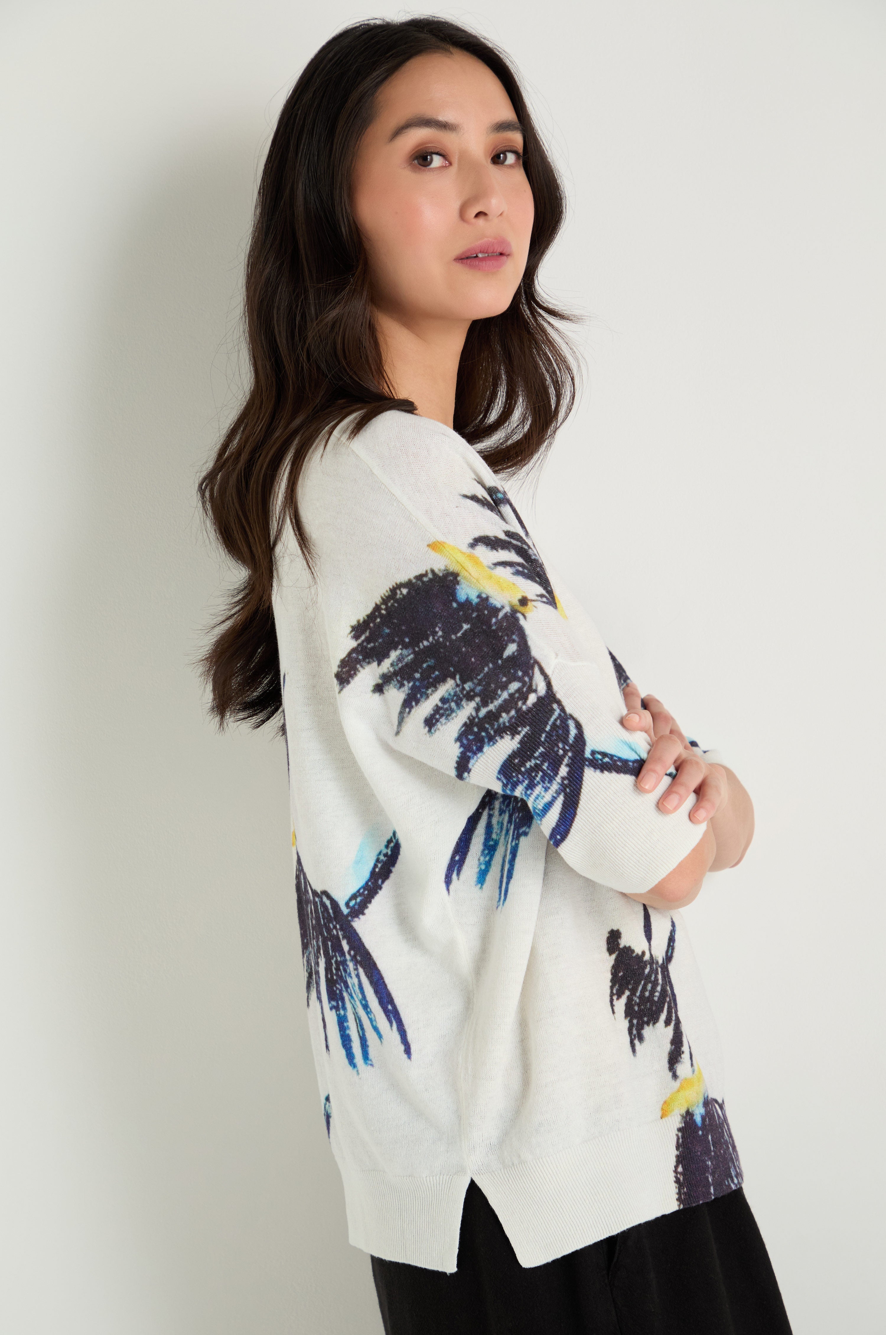 Scottie Linen Cotton V-Neck Knit