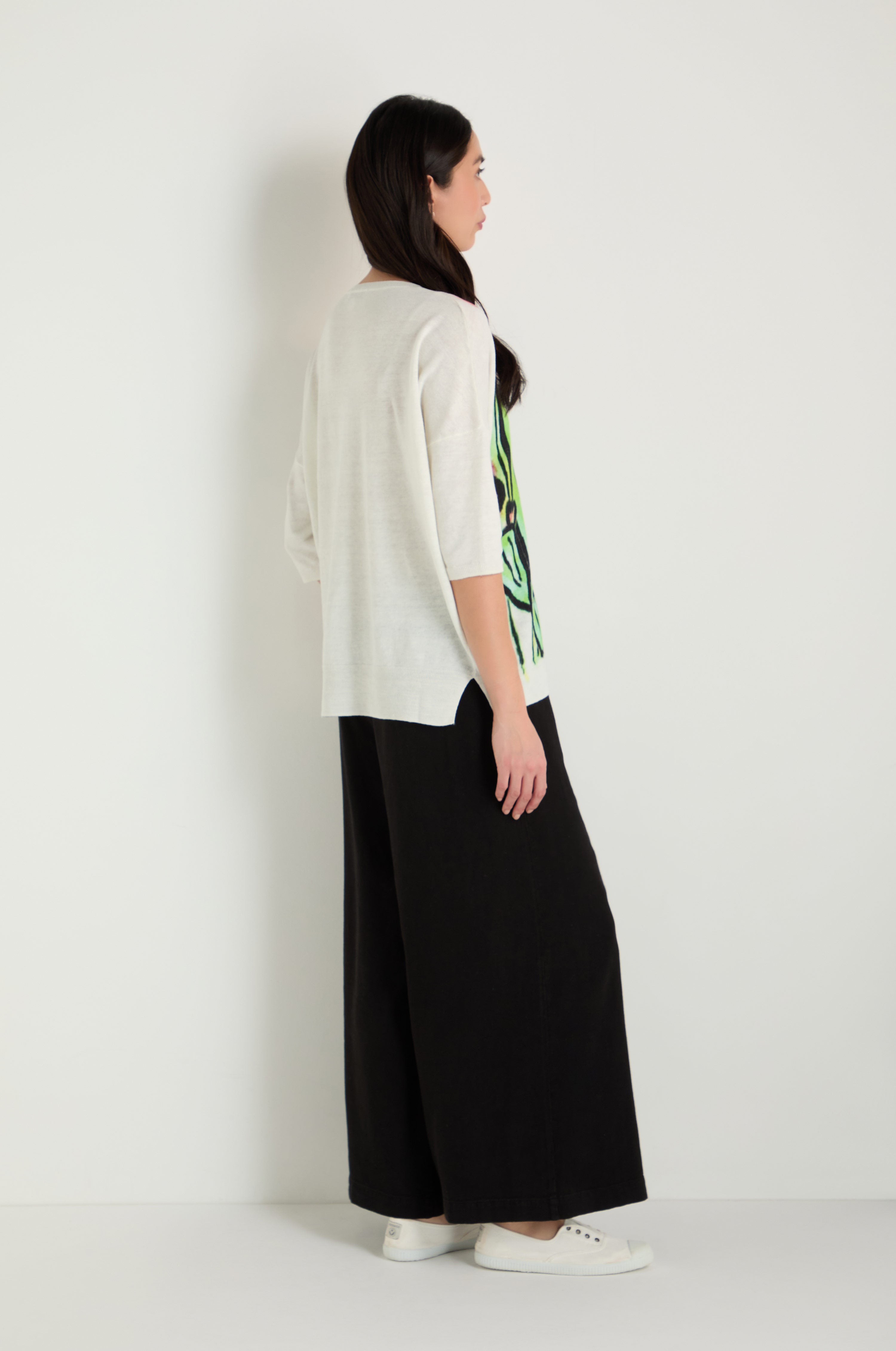 Cactus Linen Cotton V-Neck Knit