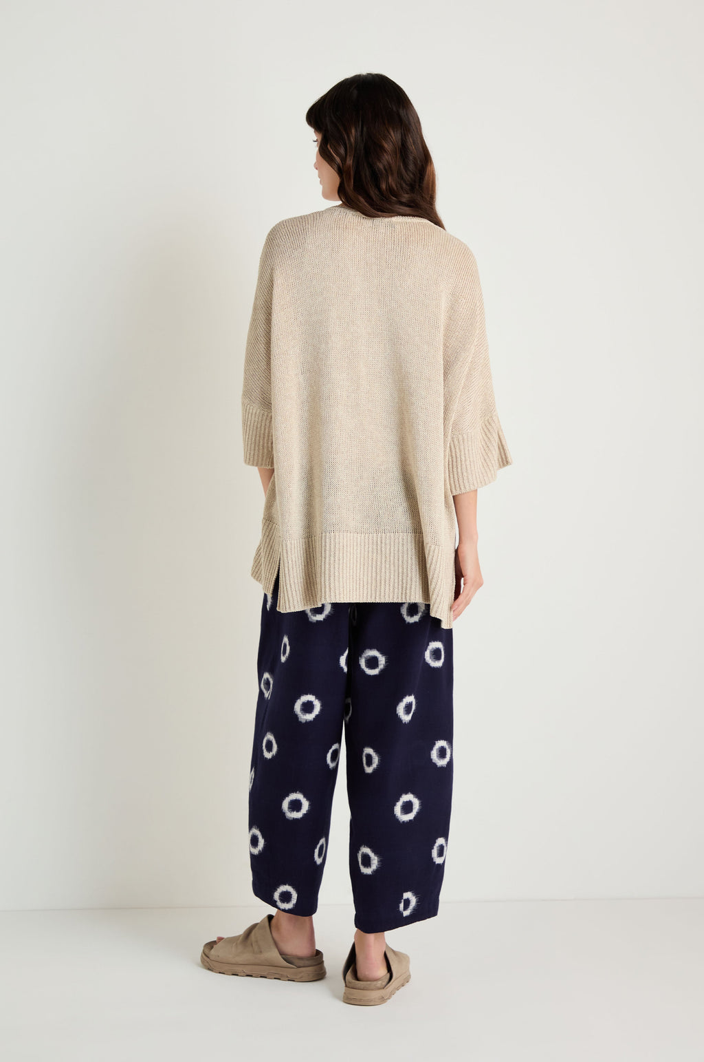 V Neck Relaxed Knit Putty Top