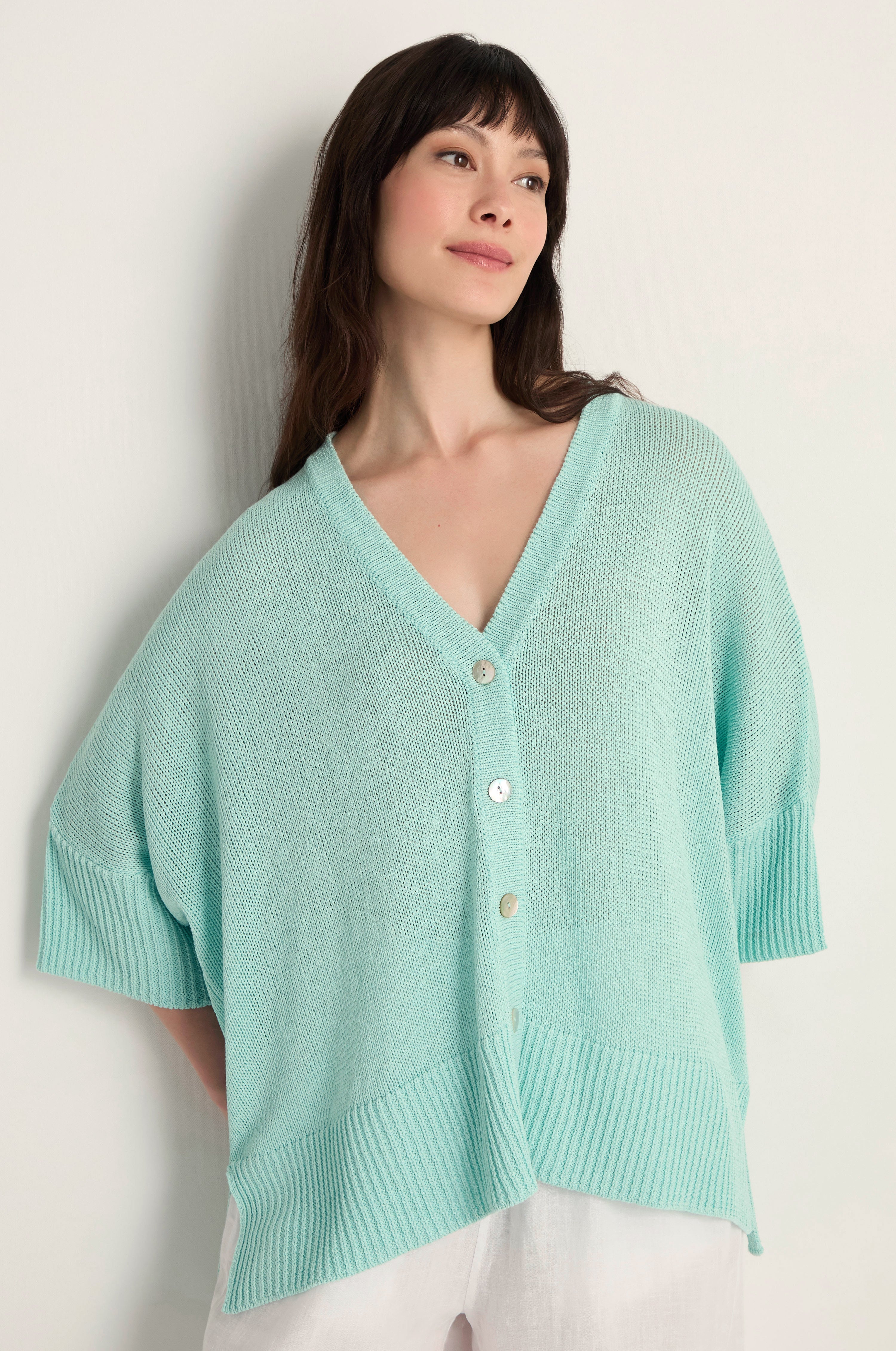 Relaxed Aqua Cardigan