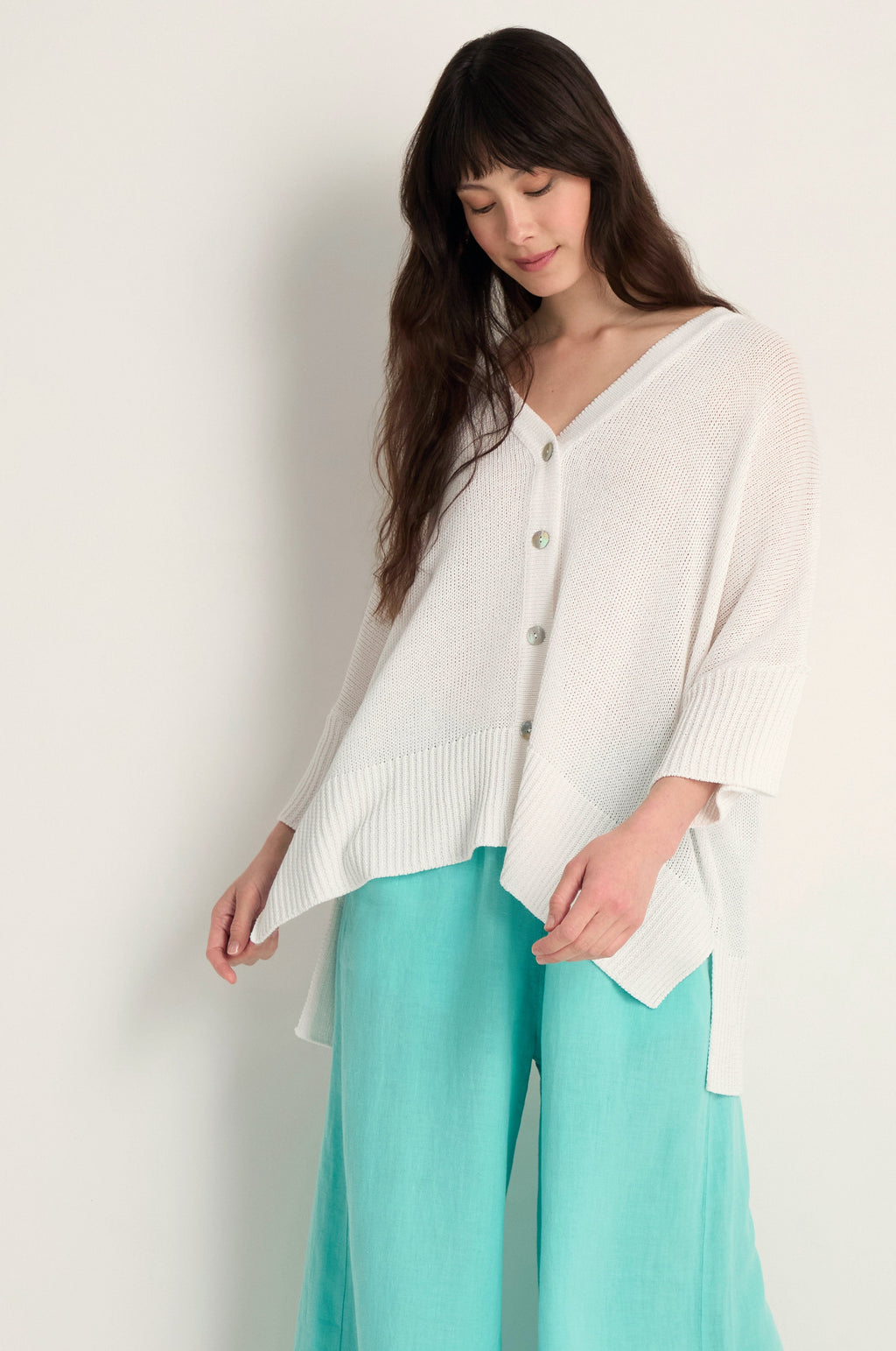 Relaxed White Cardigan
