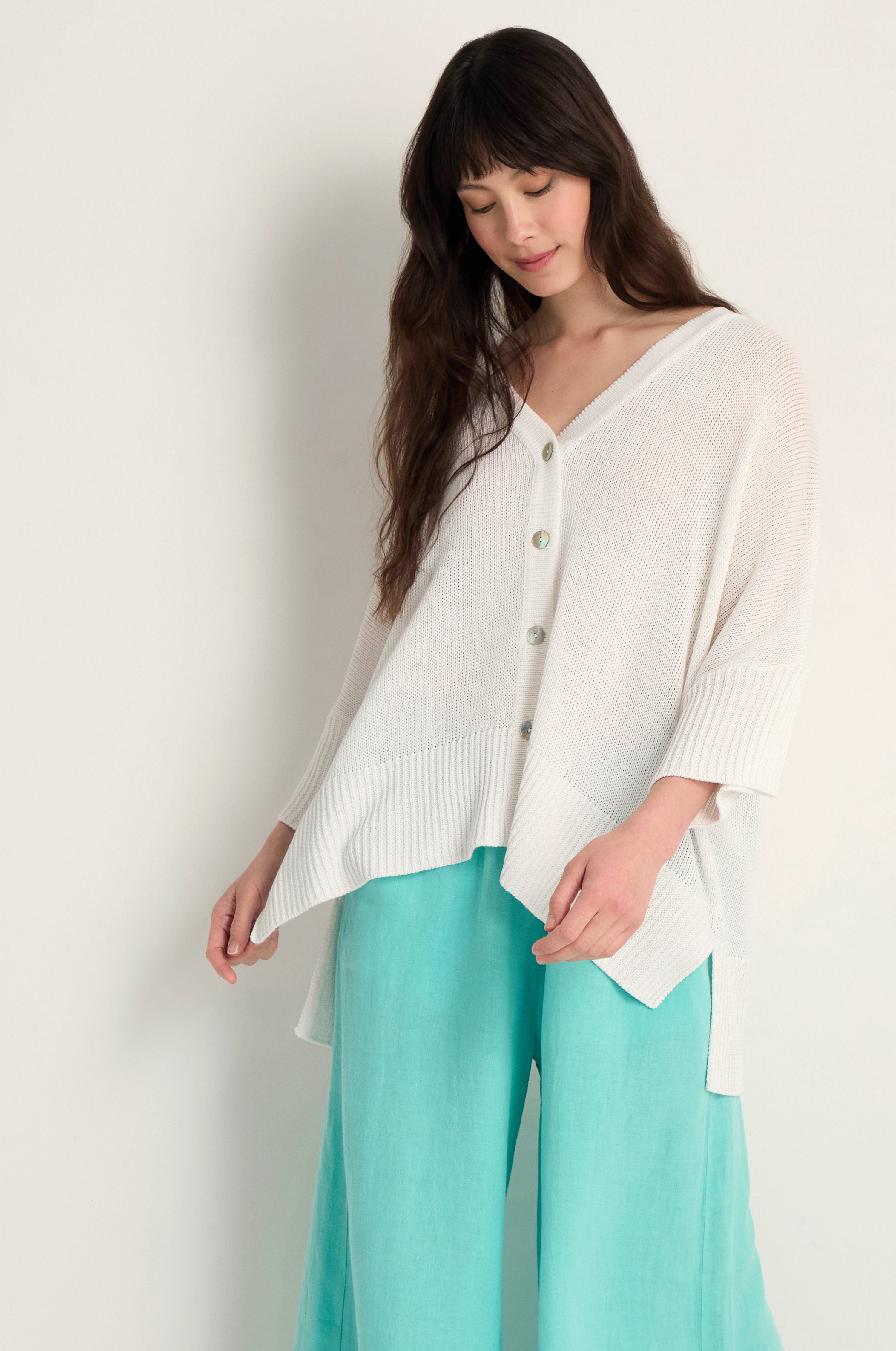 Relaxed White Cardigan