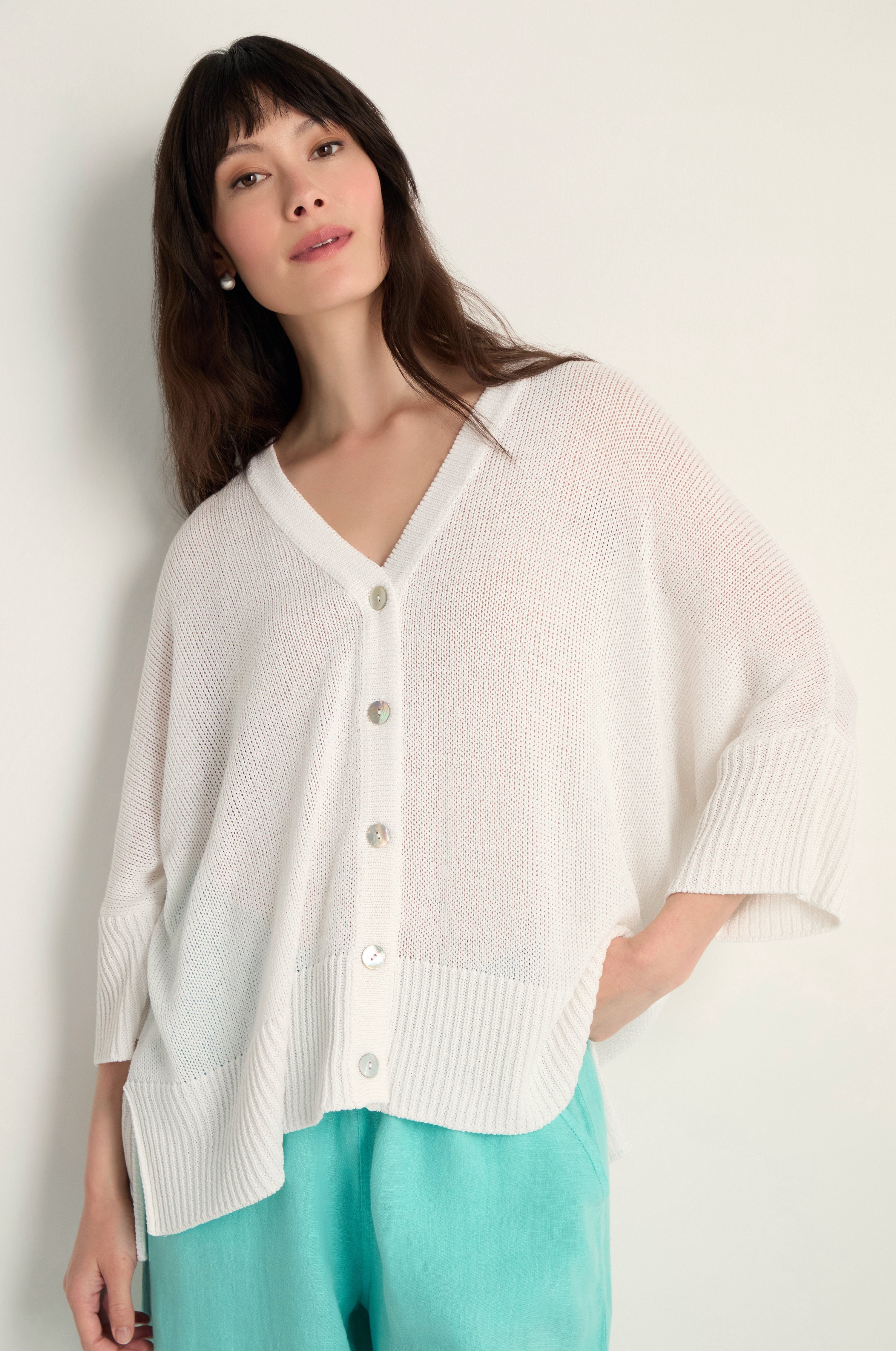 Relaxed White Cardigan