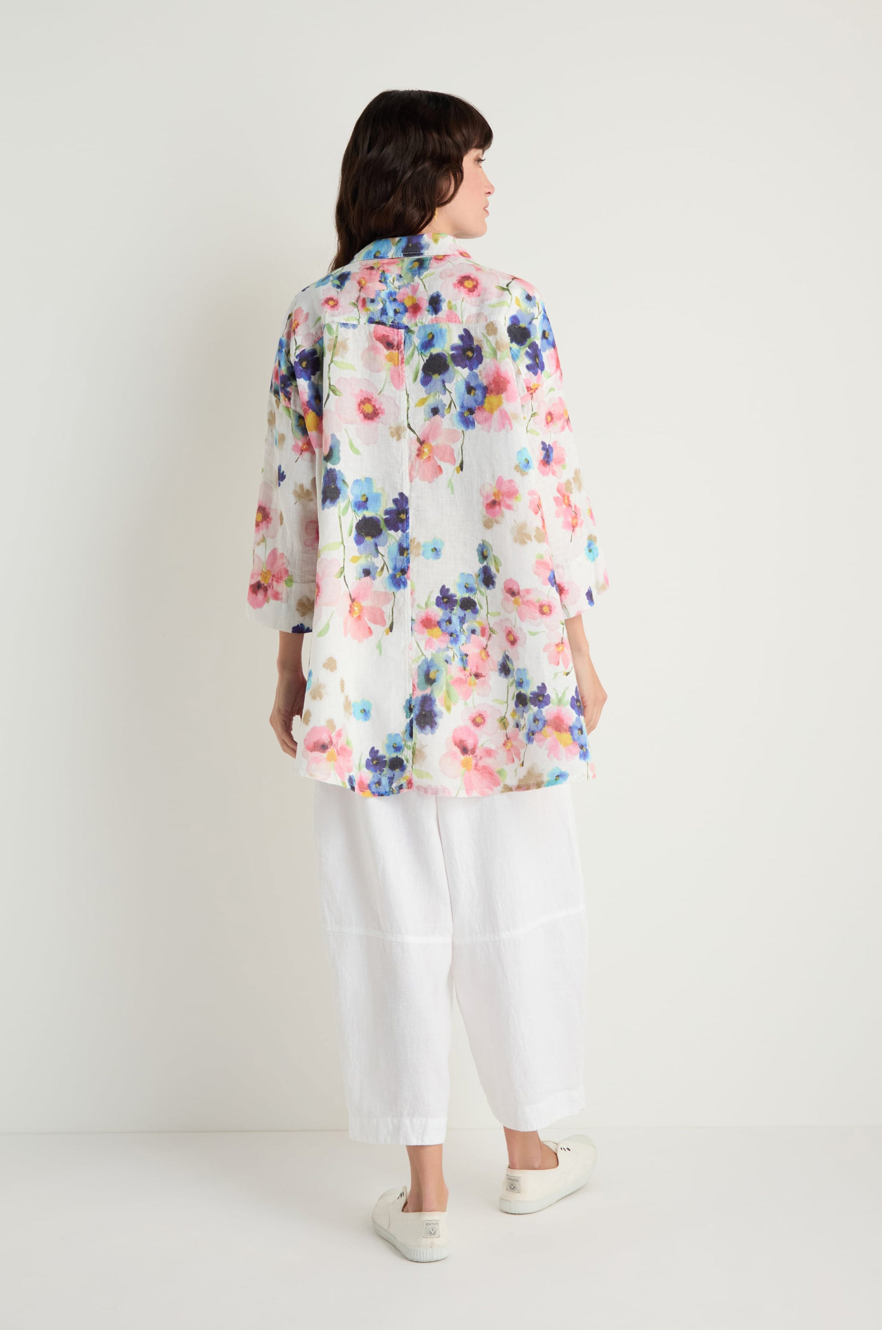 Primrose Print Flared Linen Shirt