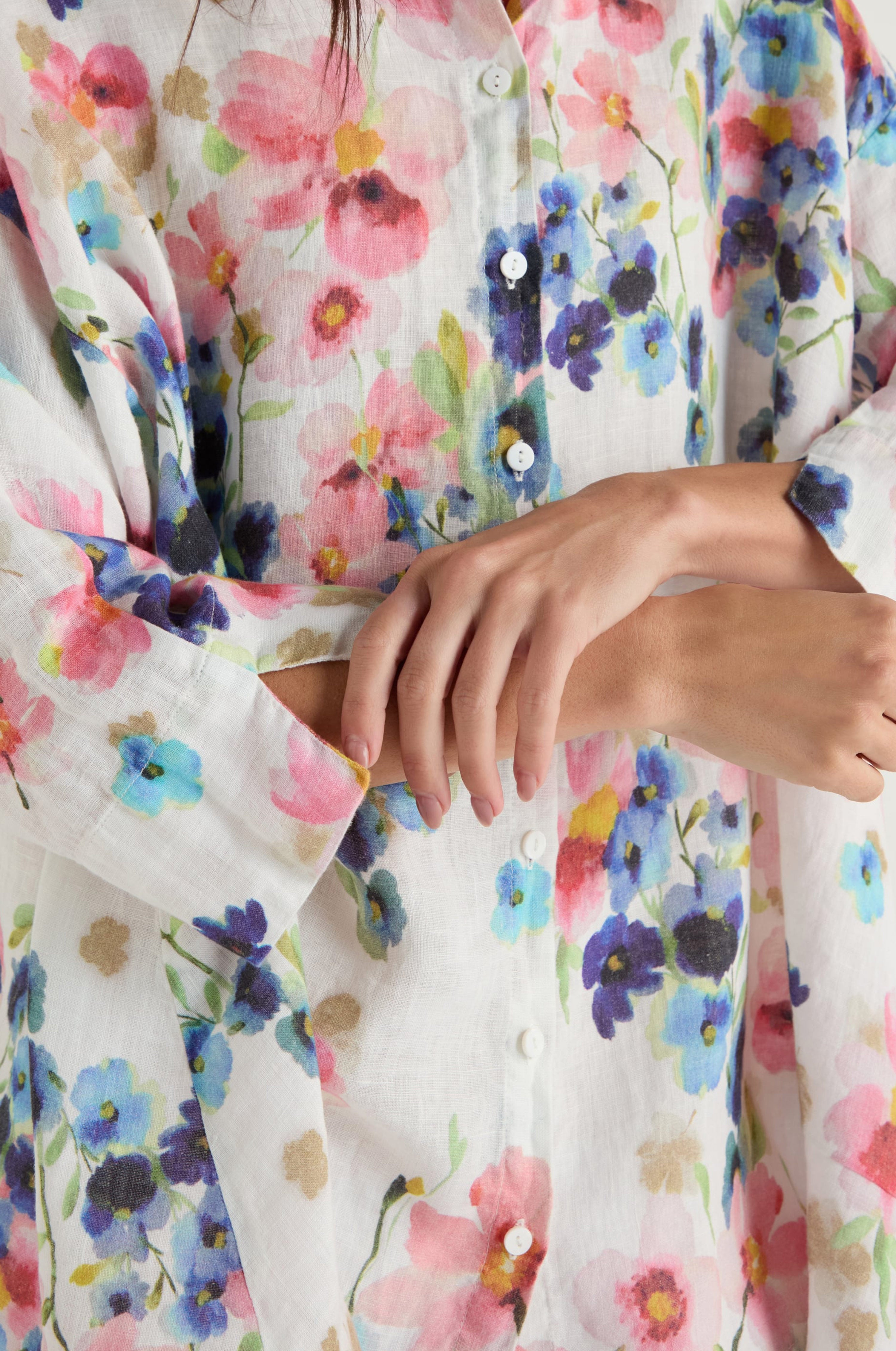 Primrose Print Flared Linen Shirt