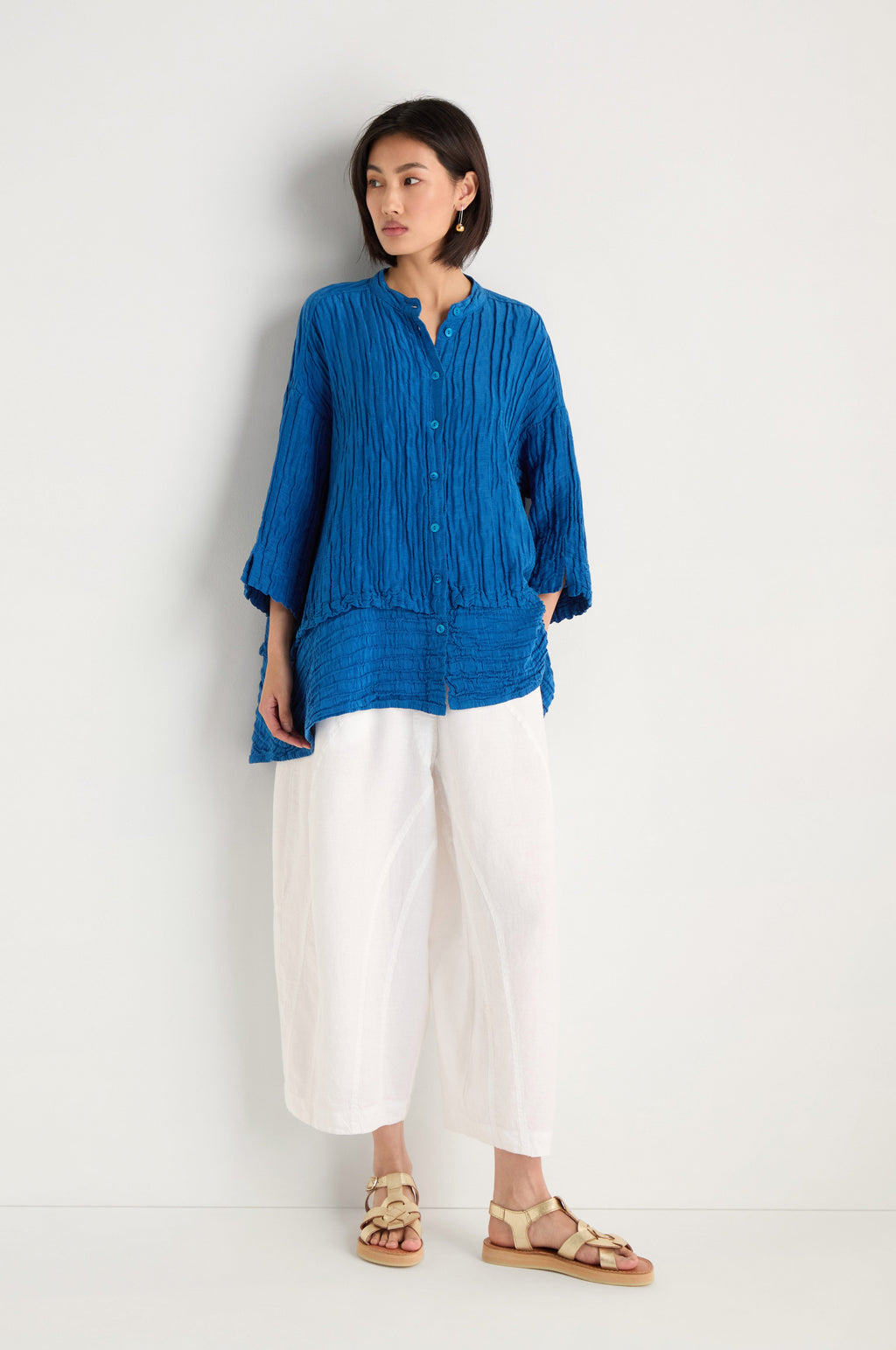 Panel Hem Silk Linen Shirt