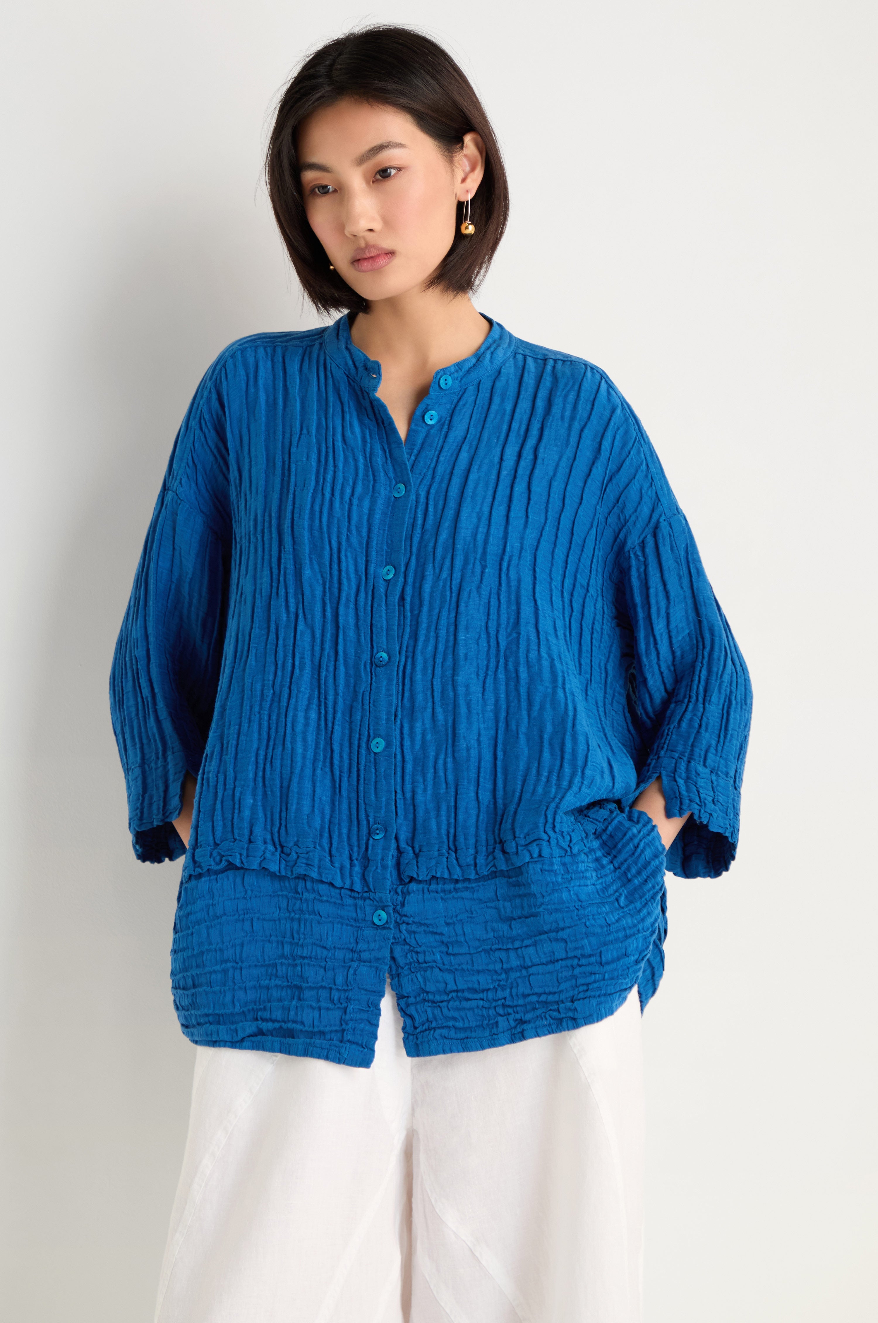 Panel Hem Silk Linen Shirt