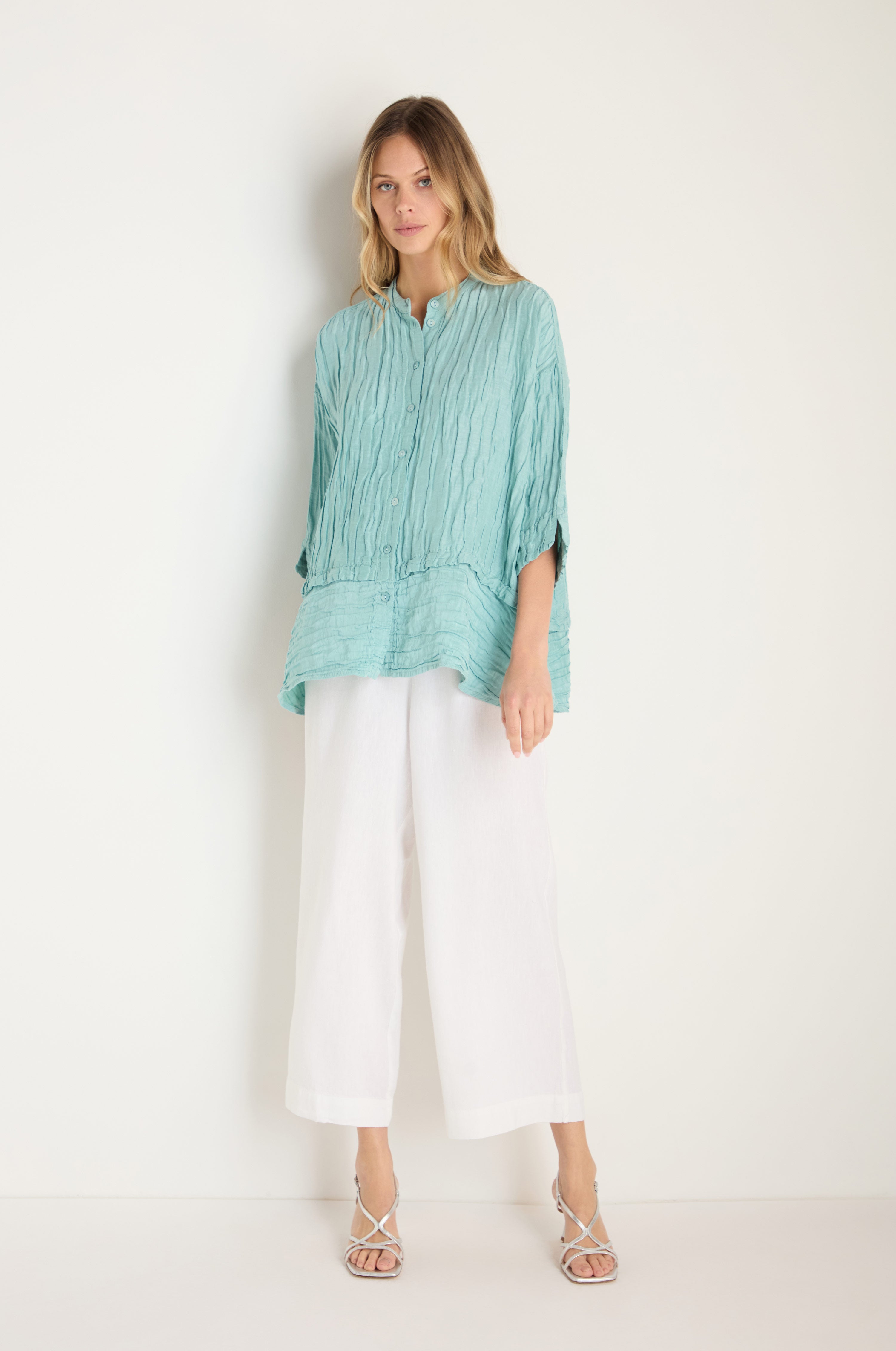 Panel Hem Silk Linen Shirt