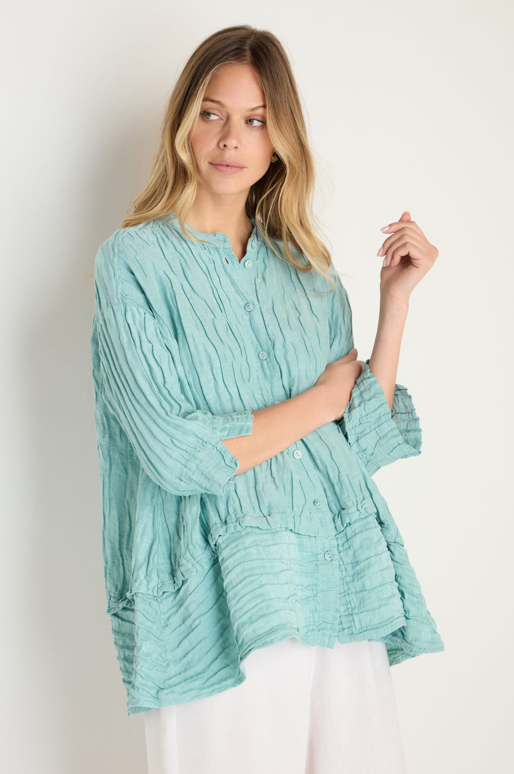 Panel Hem Silk Linen Shirt