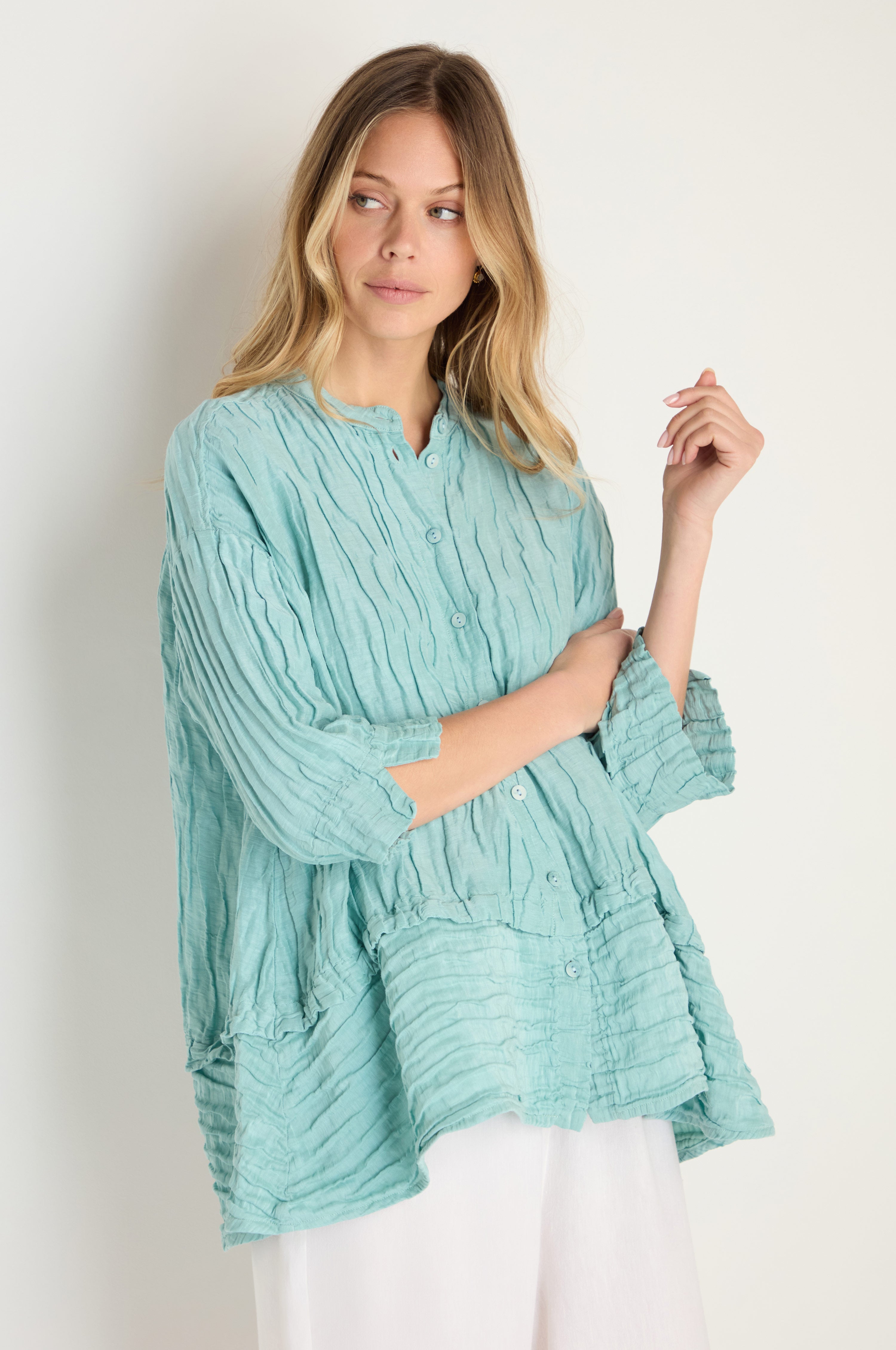 Panel Hem Silk Linen Shirt