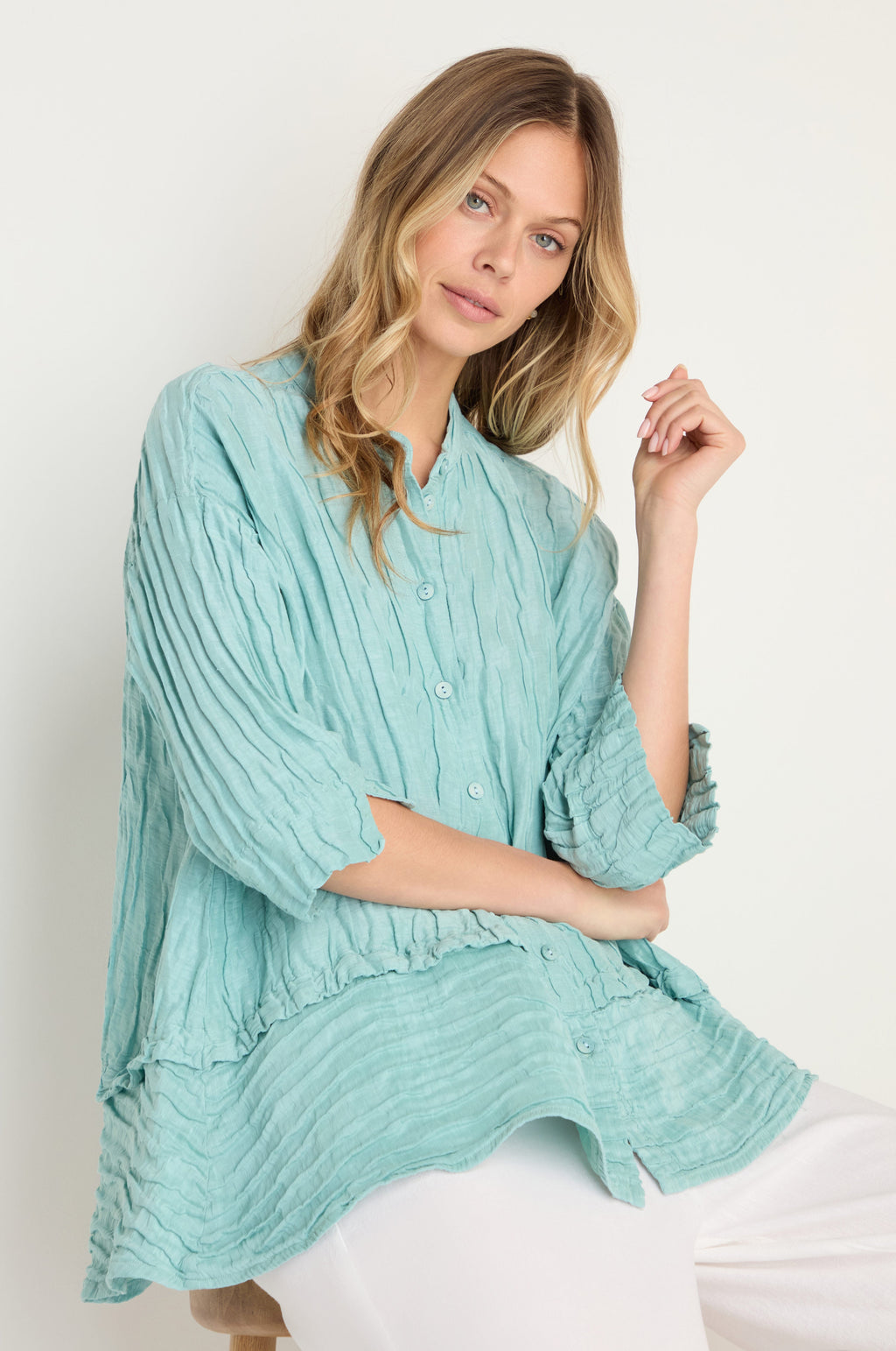 Panel Hem Silk Linen Shirt