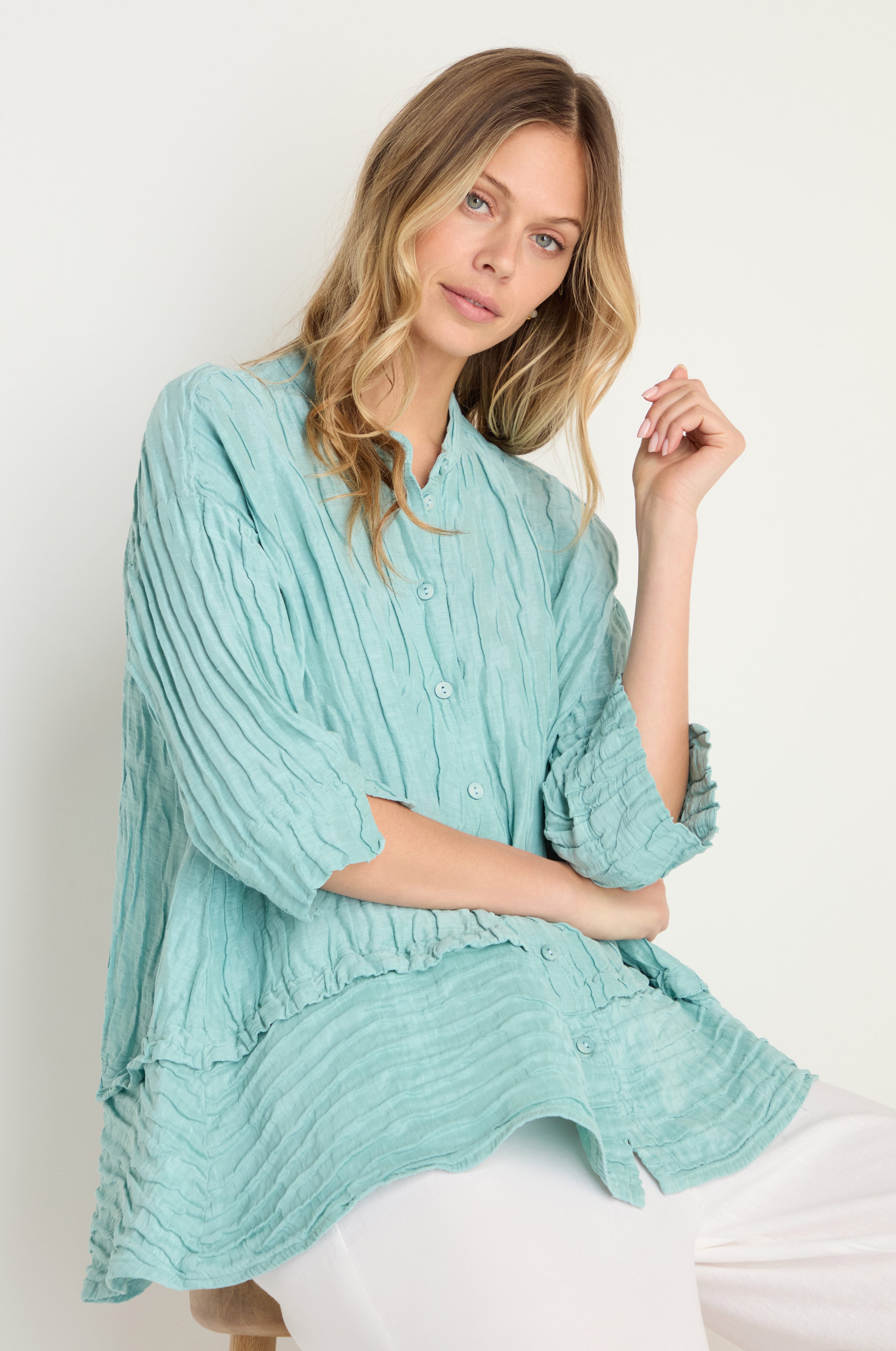 Panel Hem Silk Linen Shirt