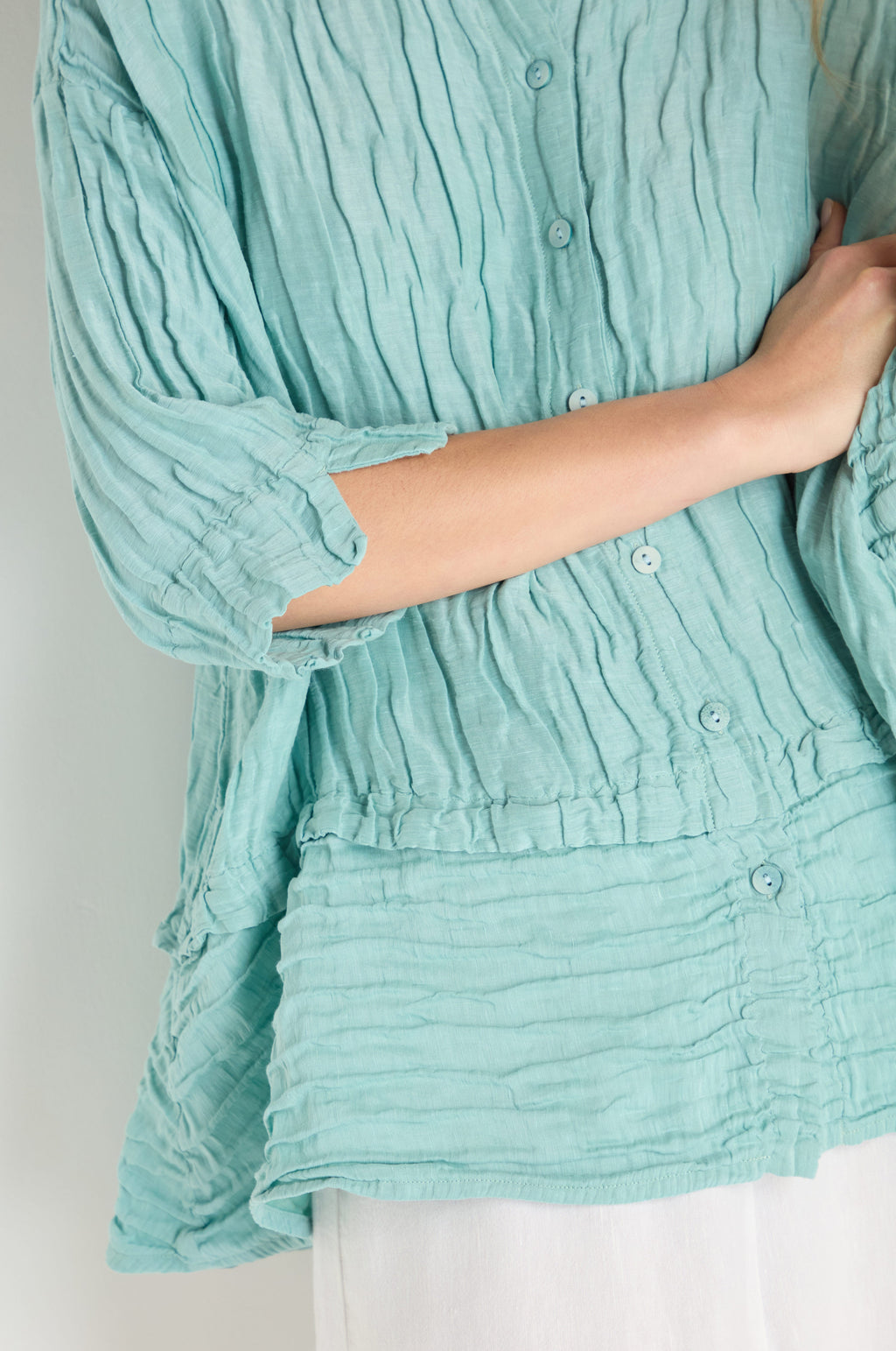 Panel Hem Silk Linen Shirt