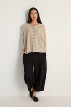 Boxy Linen Button Cardigan