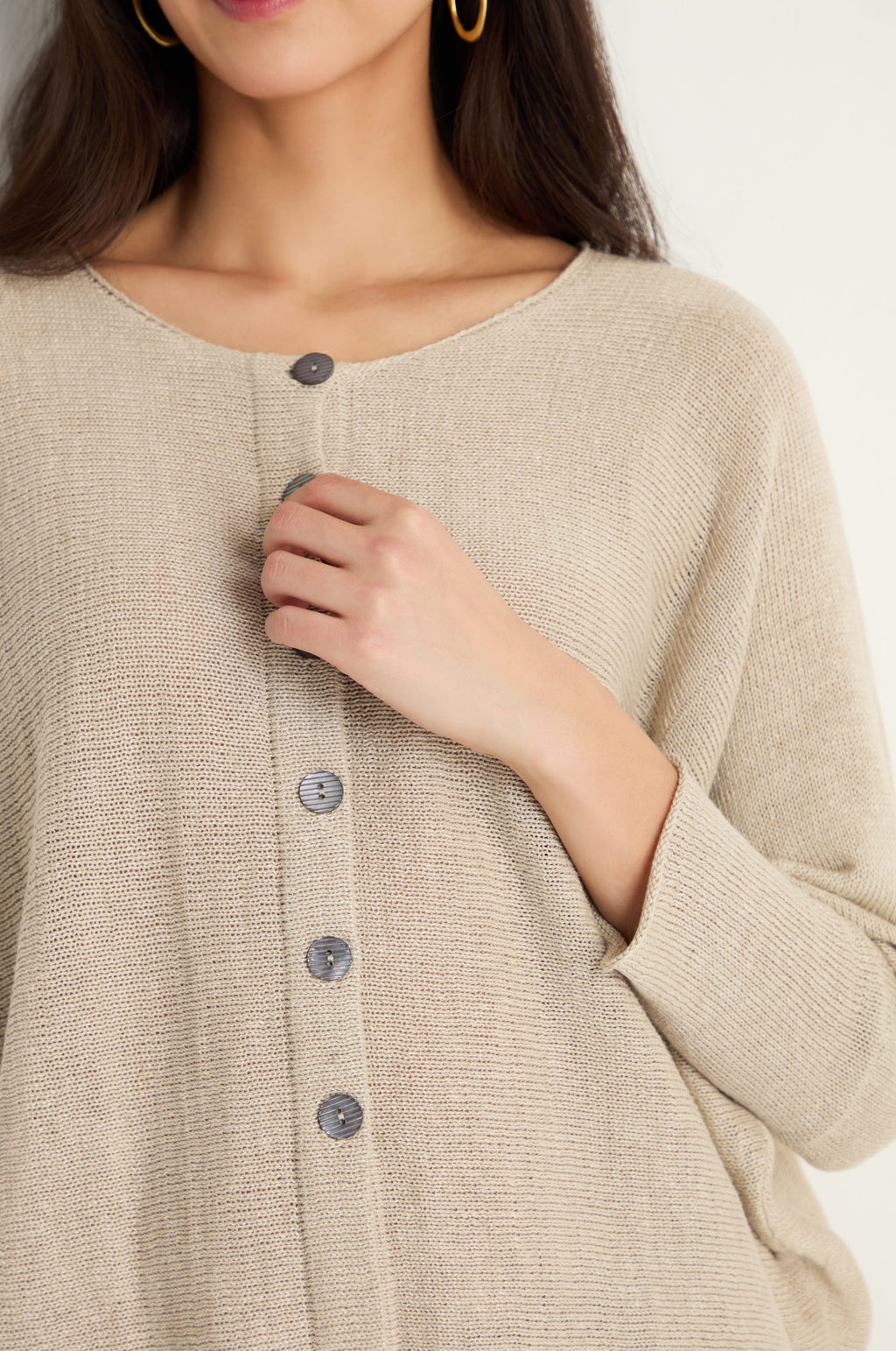 Boxy Linen Button Cardigan