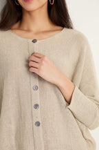 Boxy Linen Button Cardigan