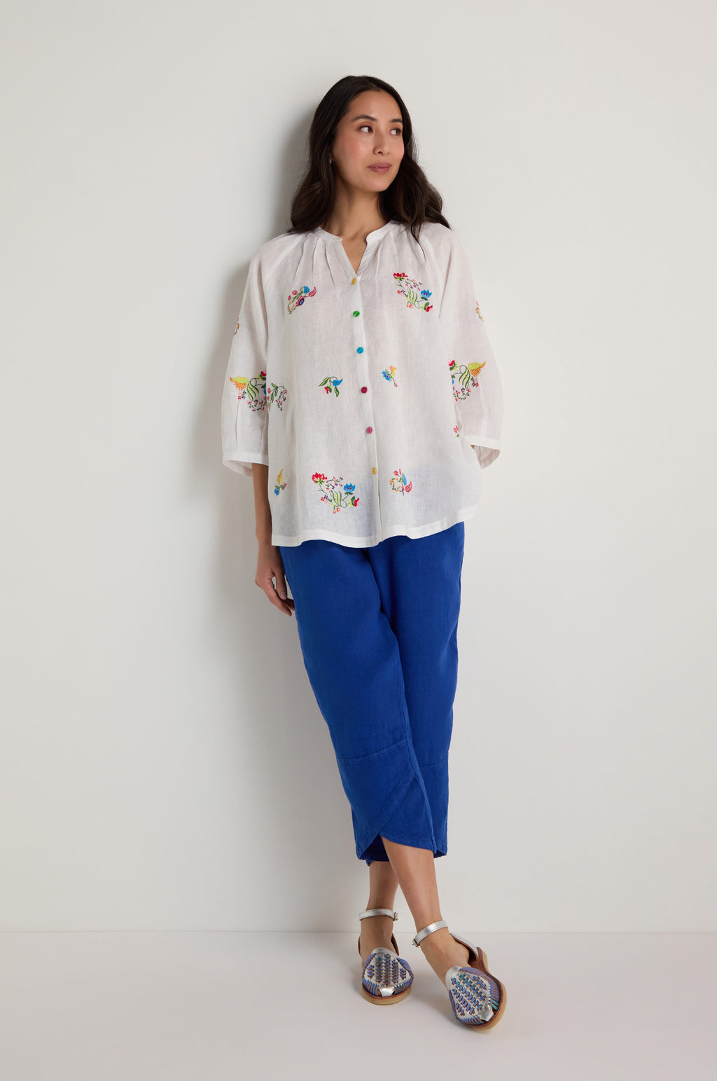 Vintage Floral Embroidered Shirt