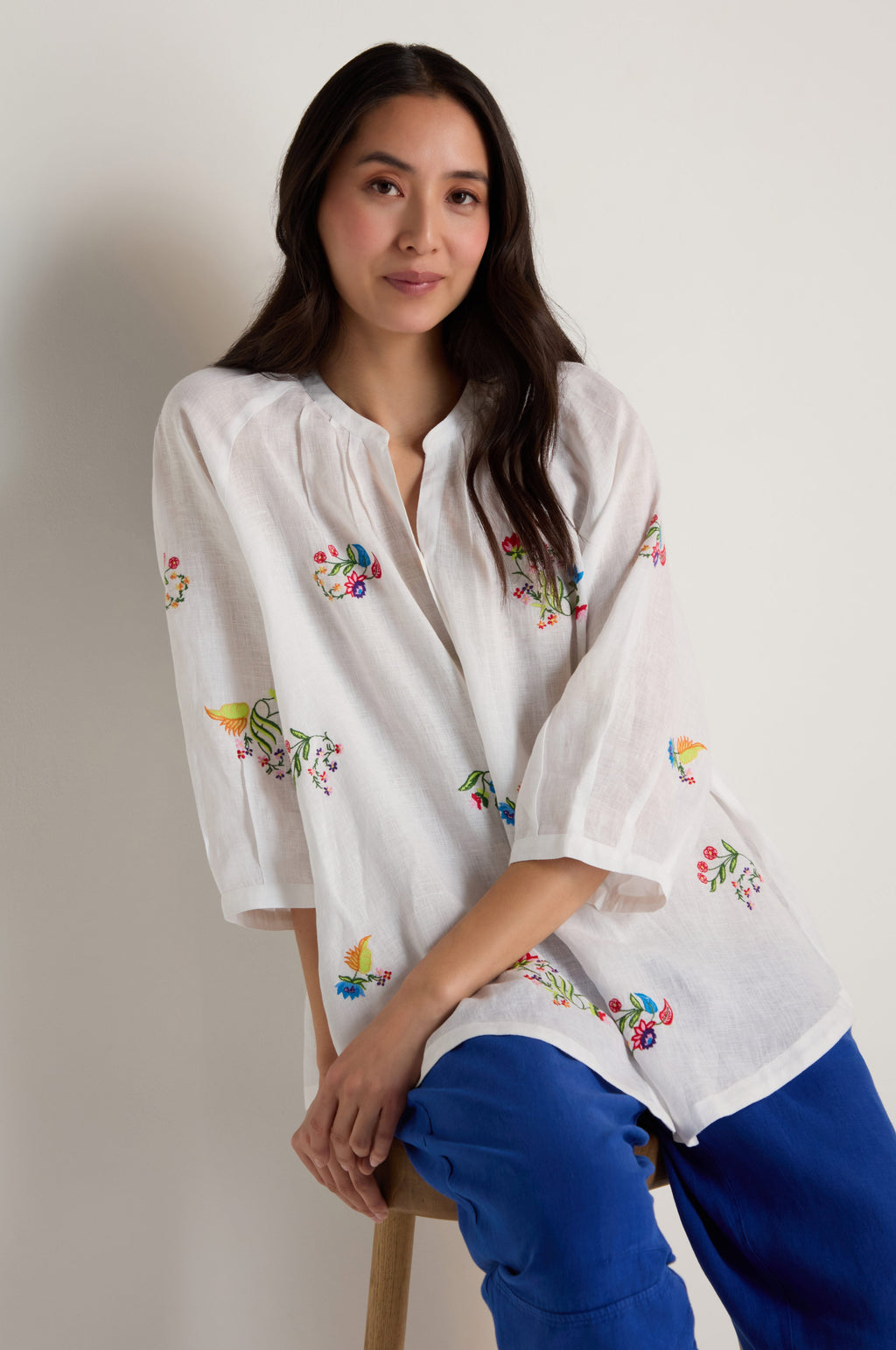 Vintage Floral Embroidered Shirt