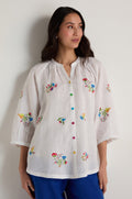 Vintage Floral Embroidered Shirt