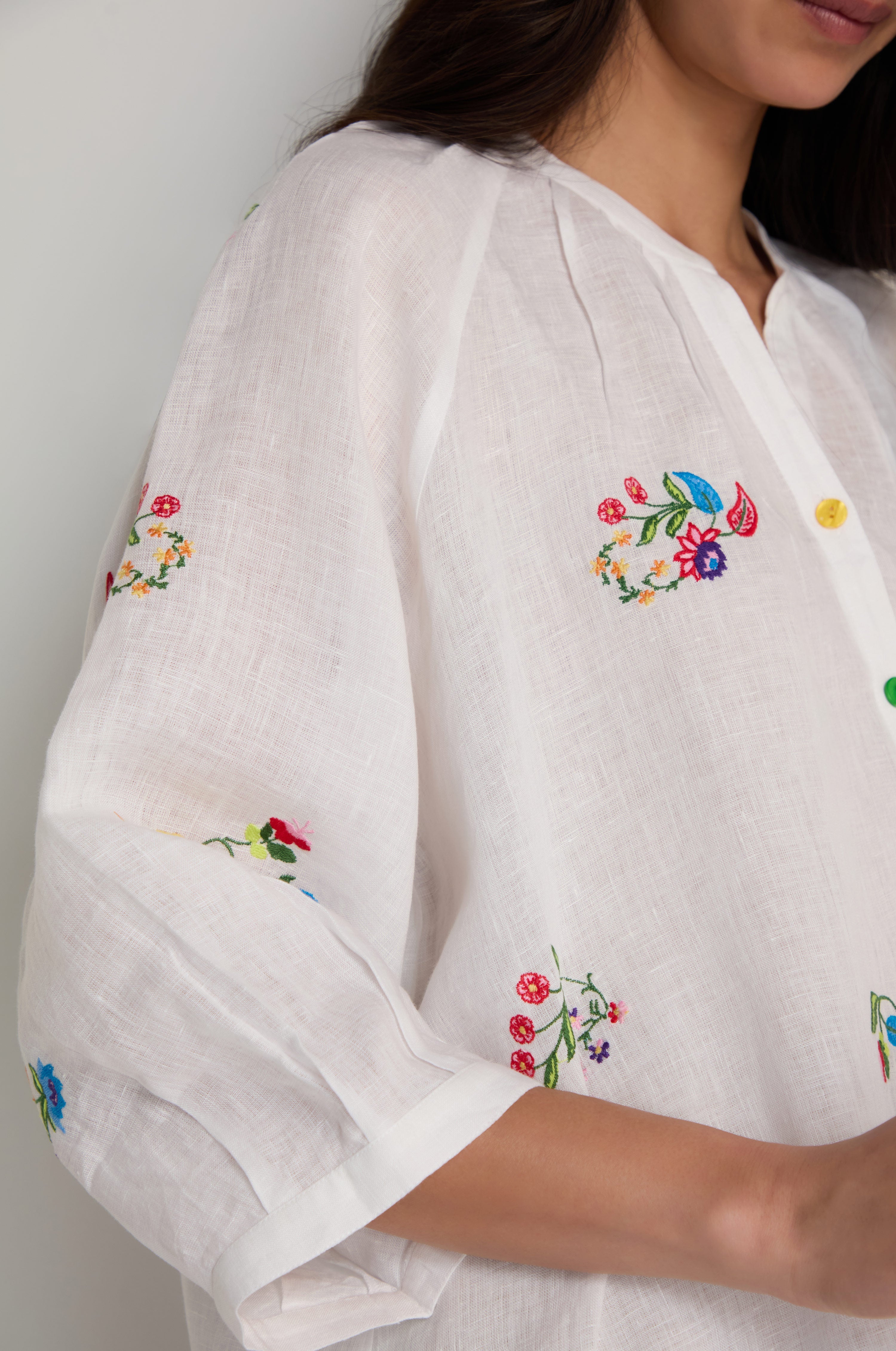 Vintage Floral Embroidered Shirt
