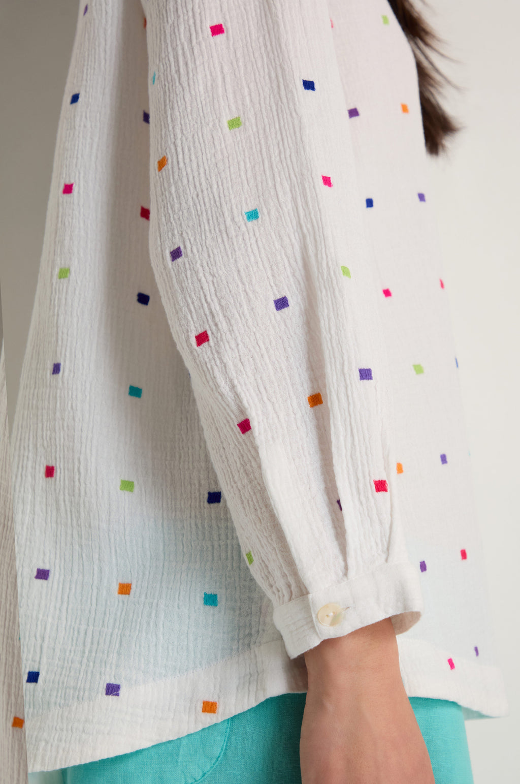 Summer Squares Embroidered Shirt