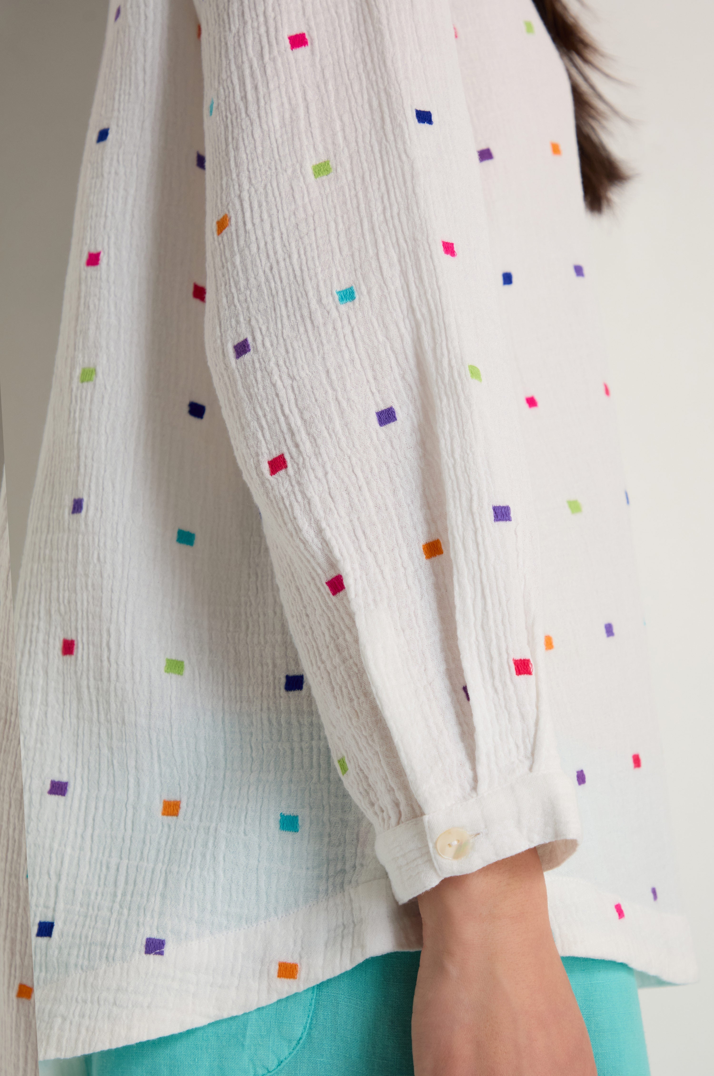 Summer Squares Embroidered Shirt