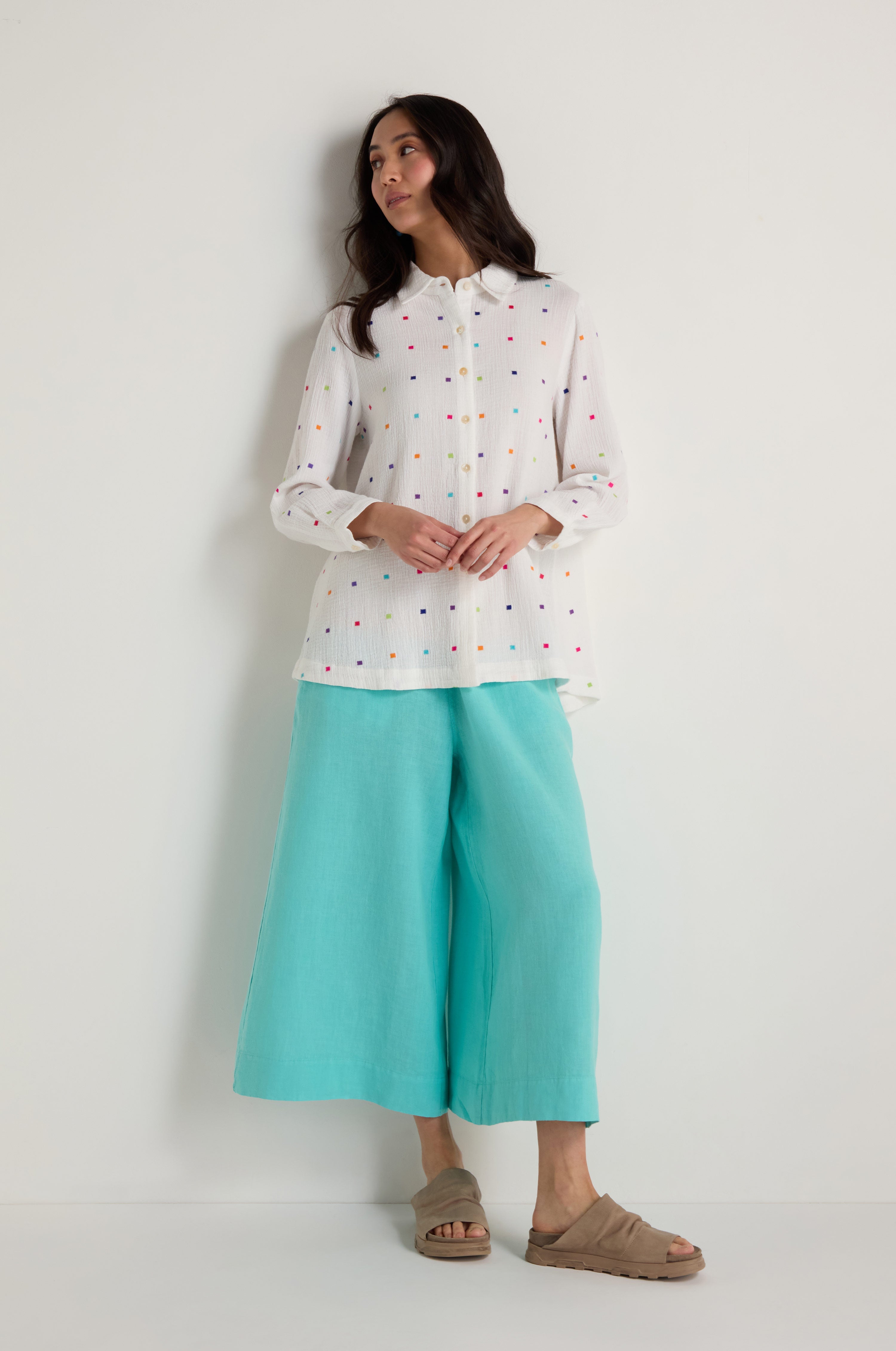 Summer Squares Embroidered Shirt