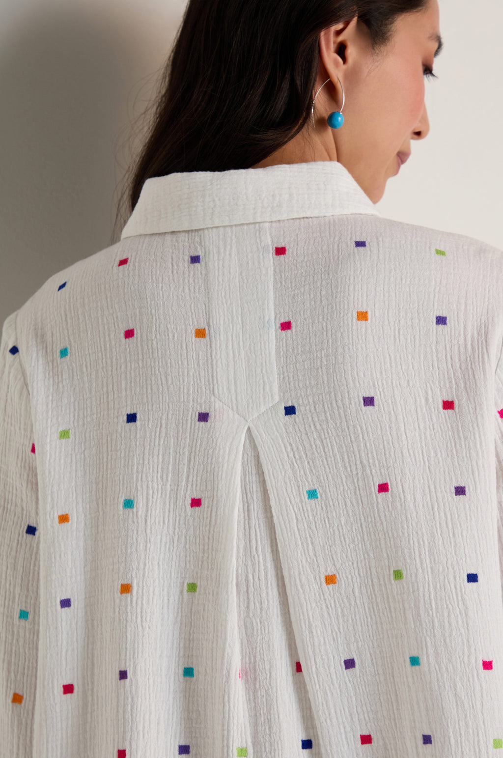 Summer Squares Embroidered Shirt