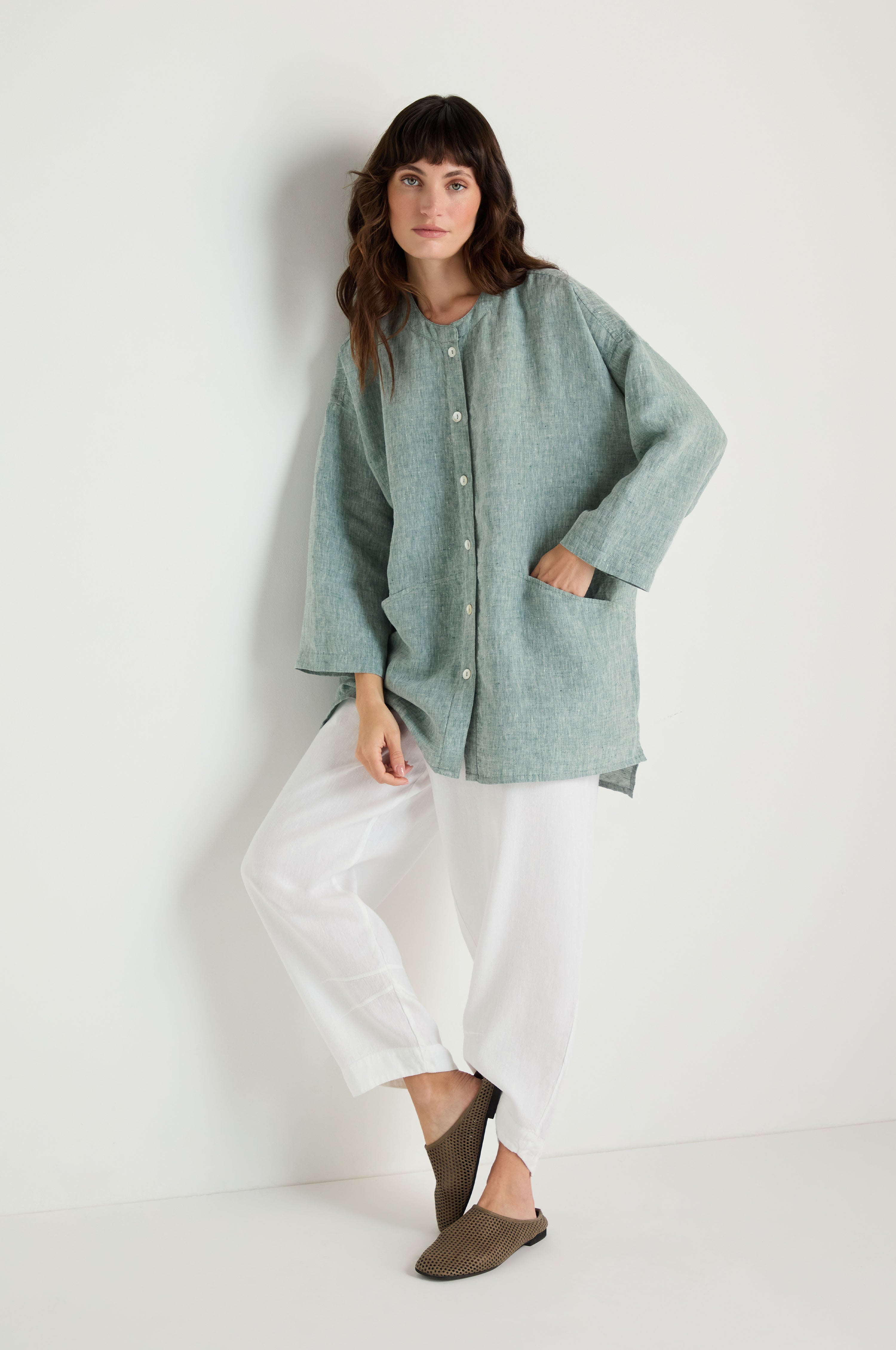 Crinkle Linen Cross Dye Shirt