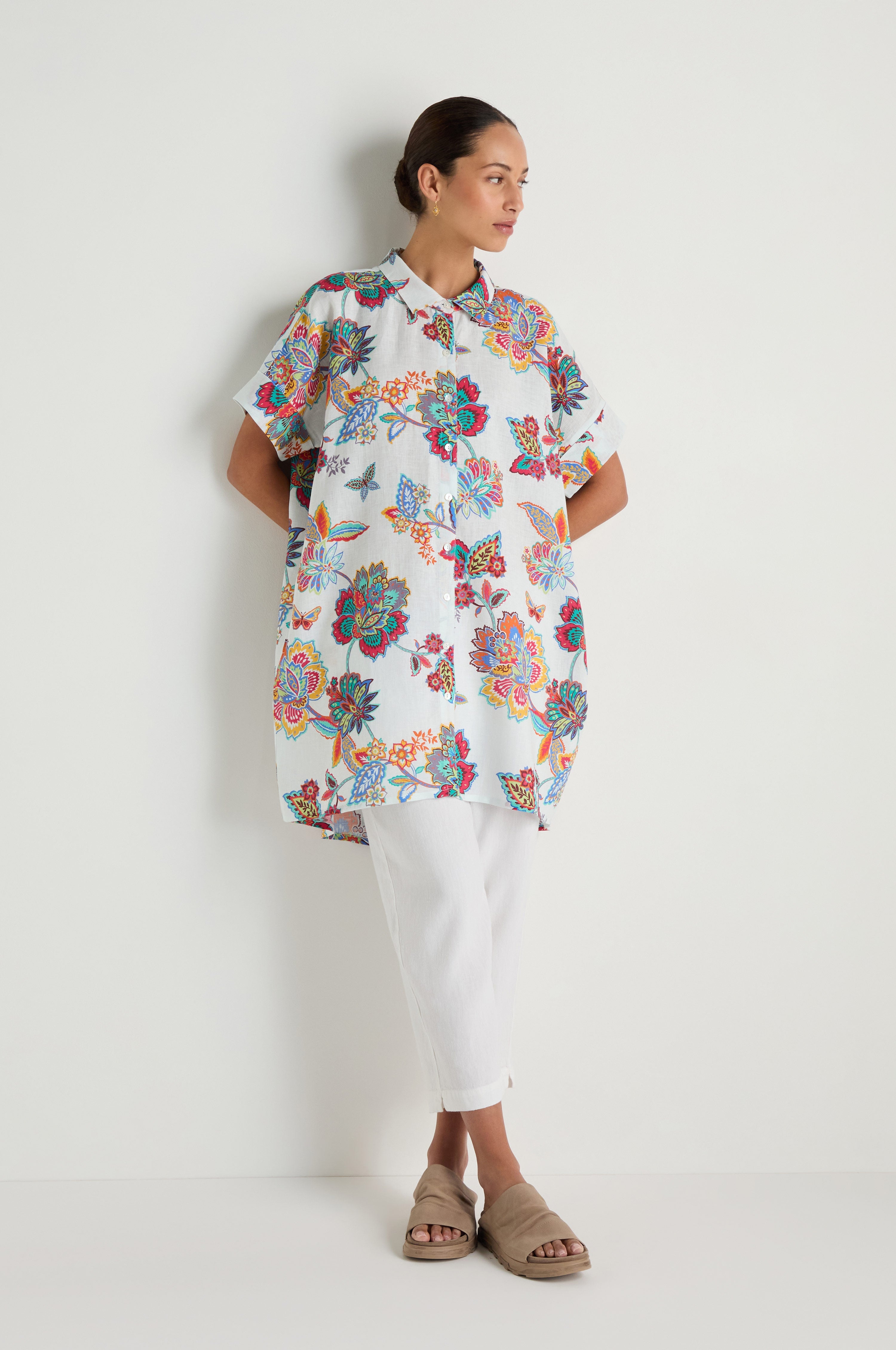 Botanical Linen Long Shirt