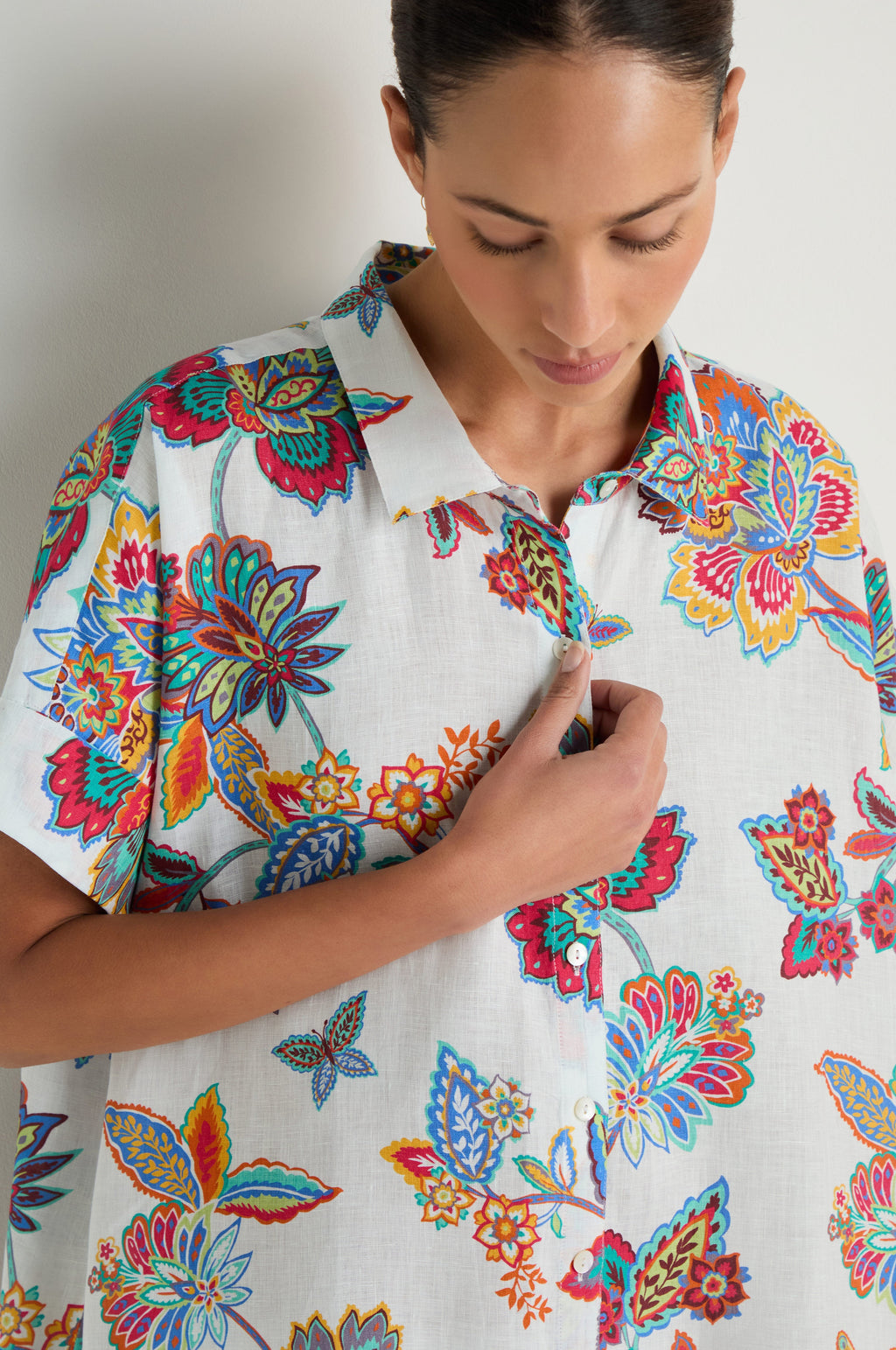 Botanical Linen Long Shirt