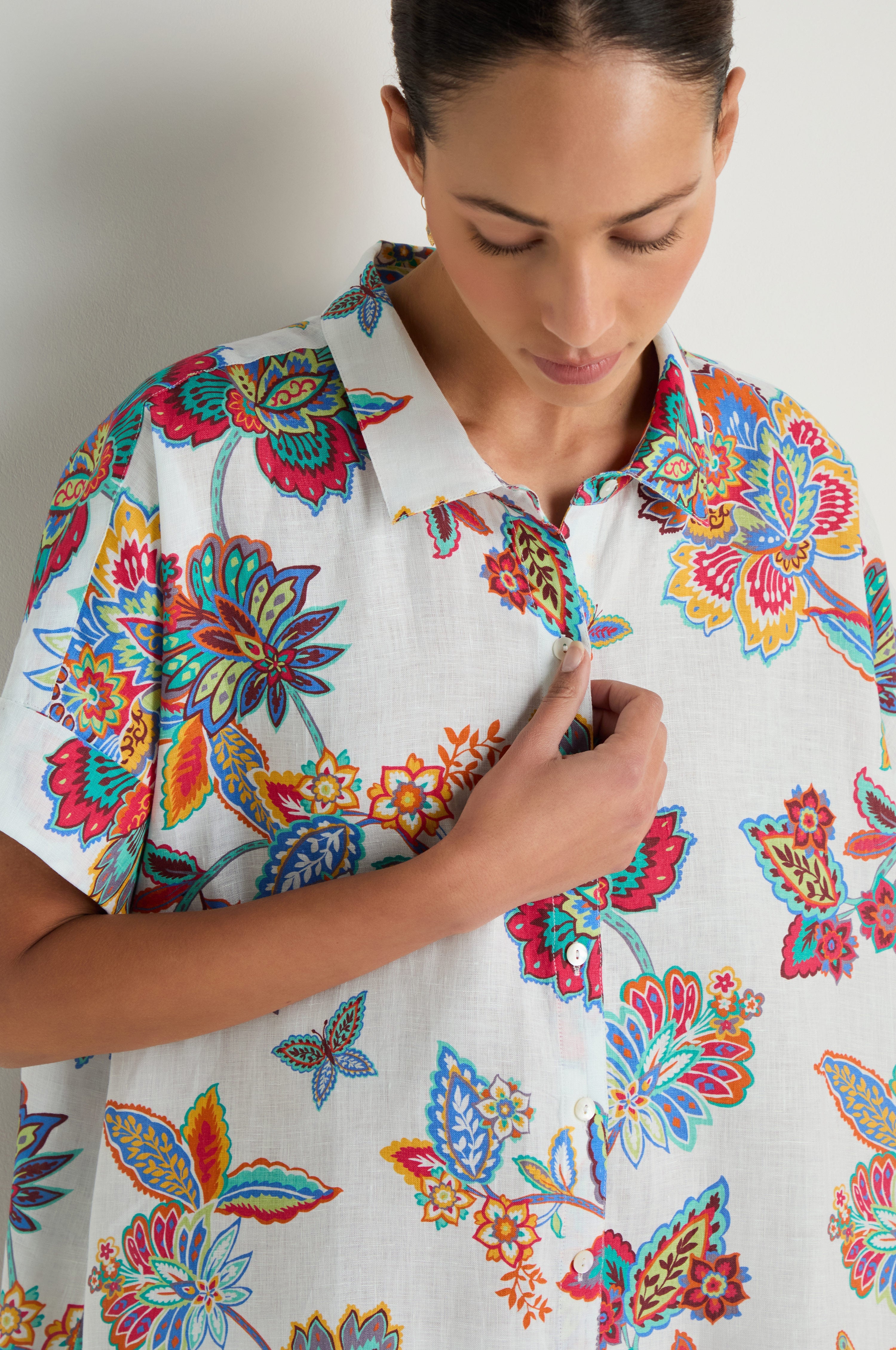 Botanical Linen Long Shirt