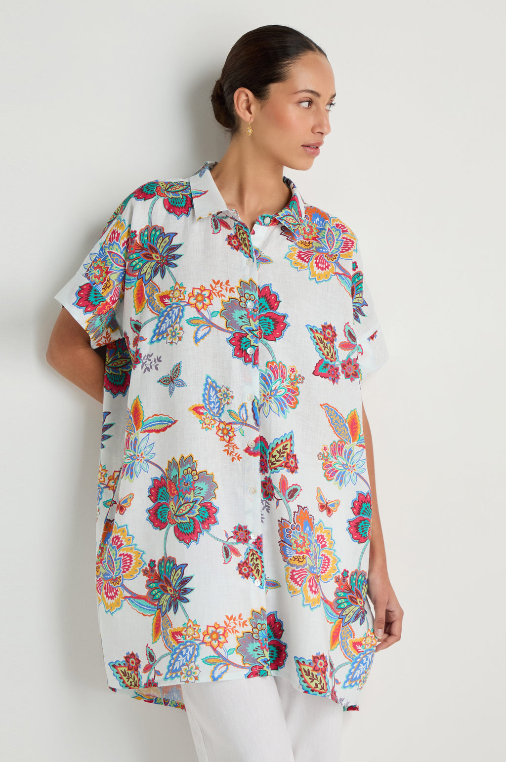 Botanical Linen Long Shirt