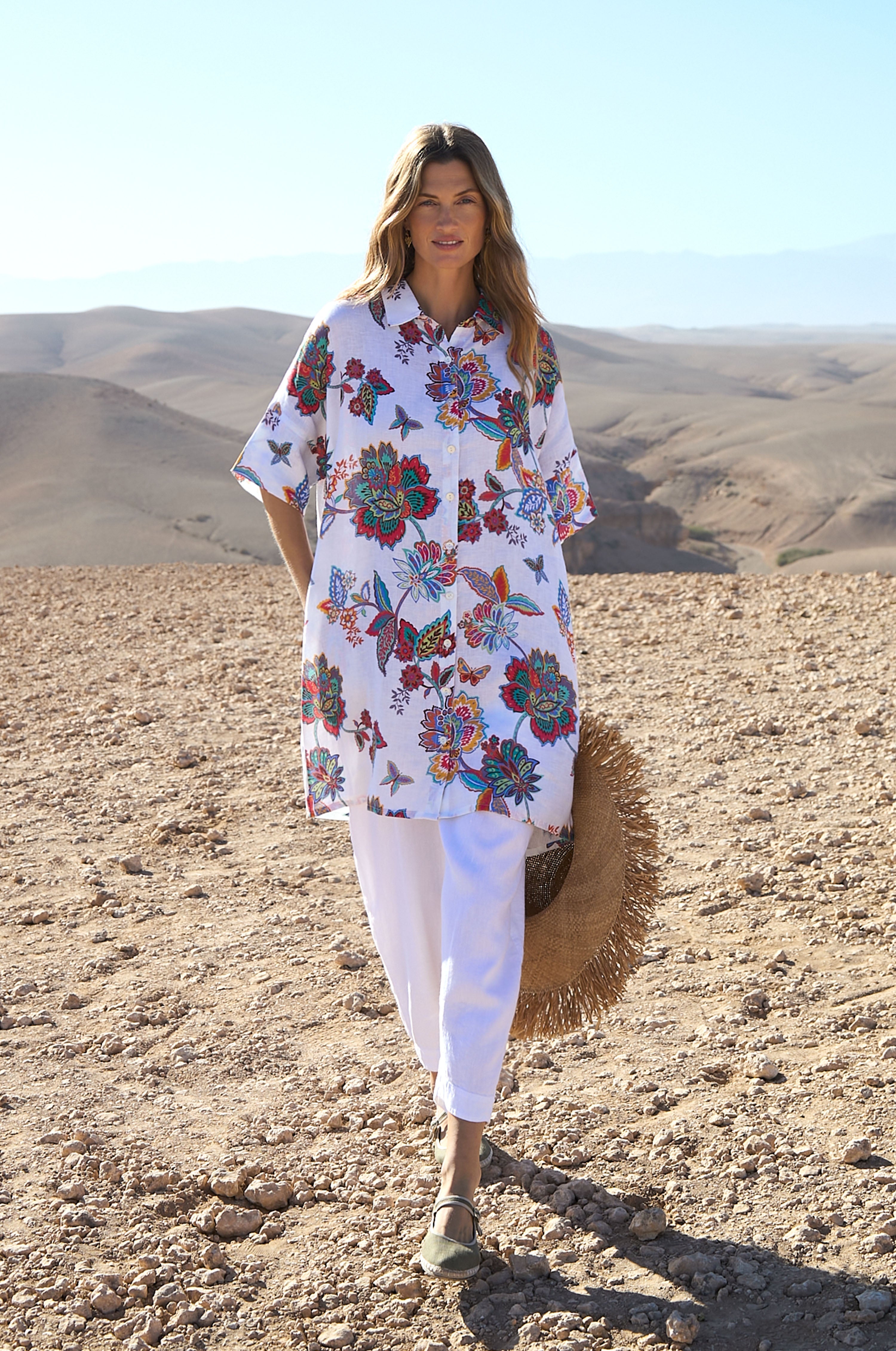 Botanical Linen Long Shirt