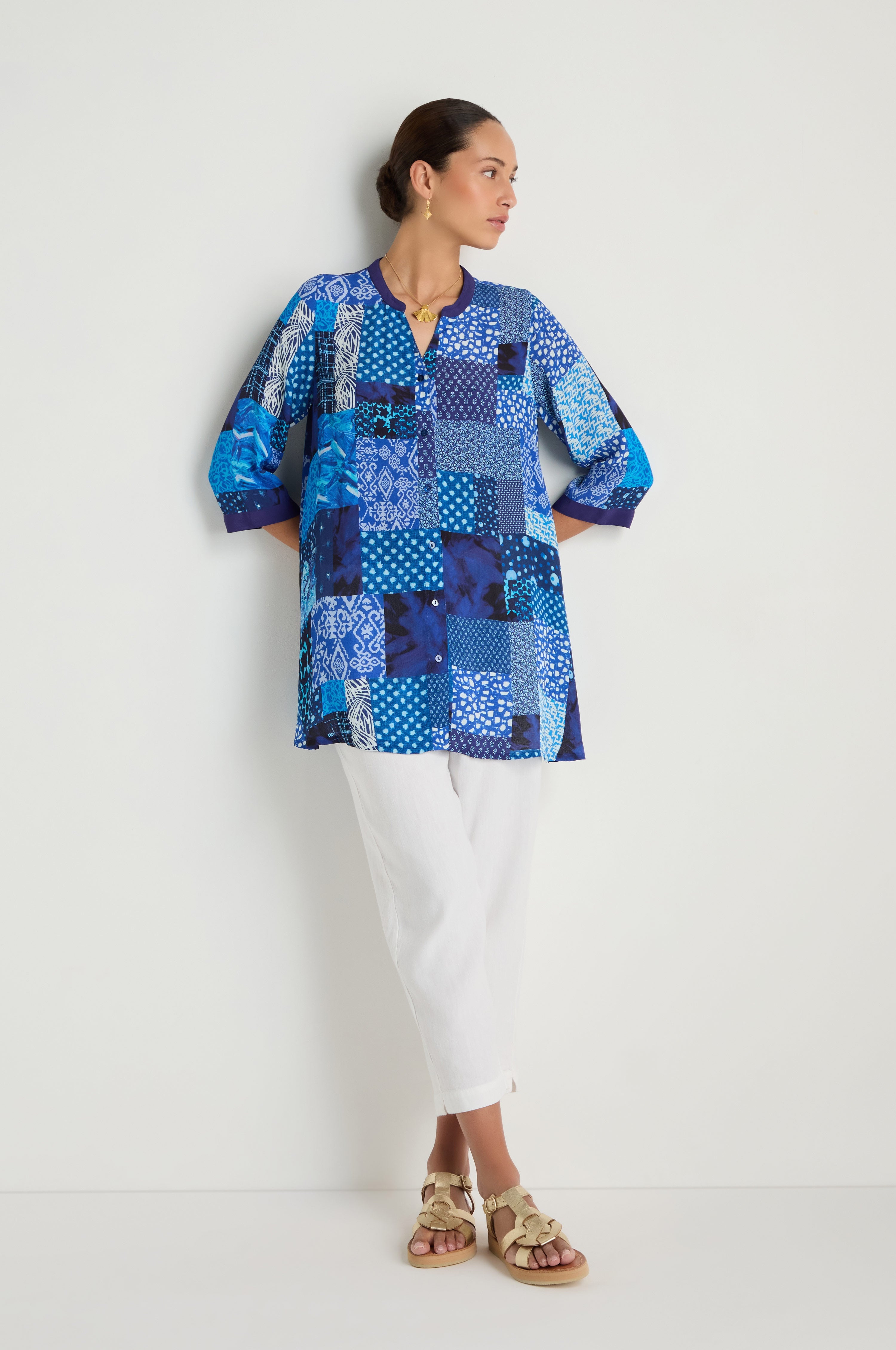Sahara Indigo Patchwork Longline Shirt