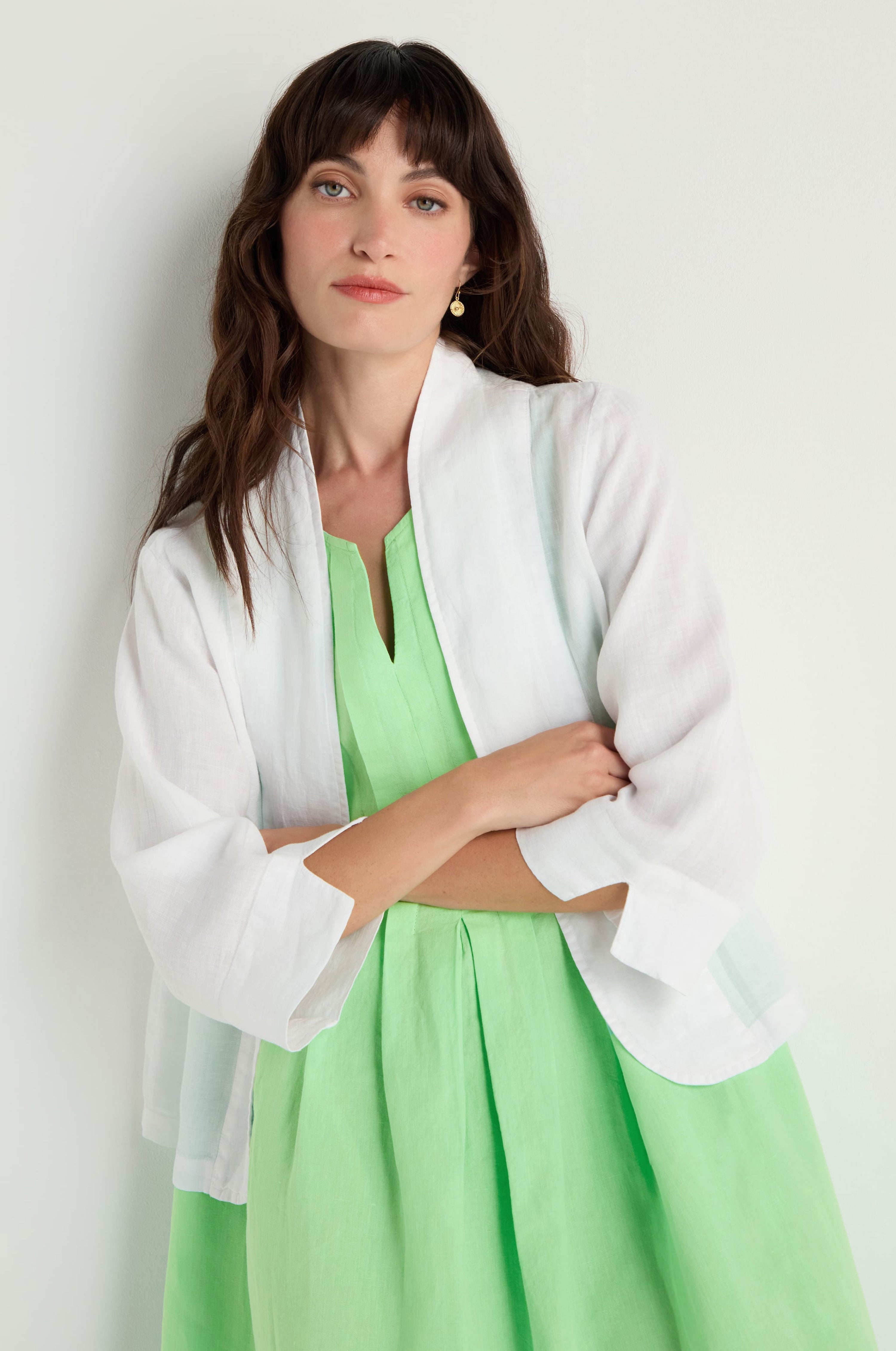 White Linen Cropped Jacket