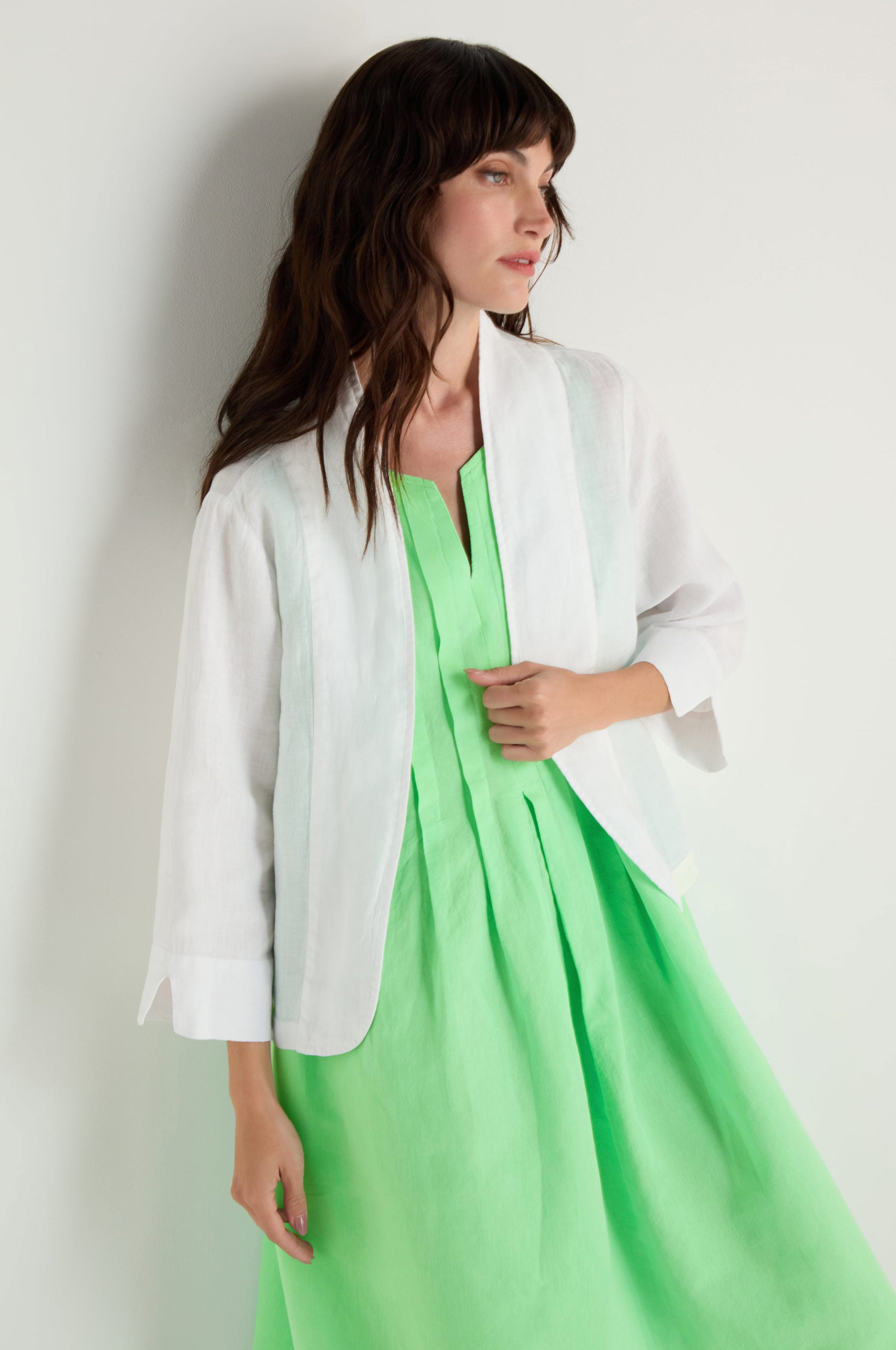 White Linen Cropped Jacket