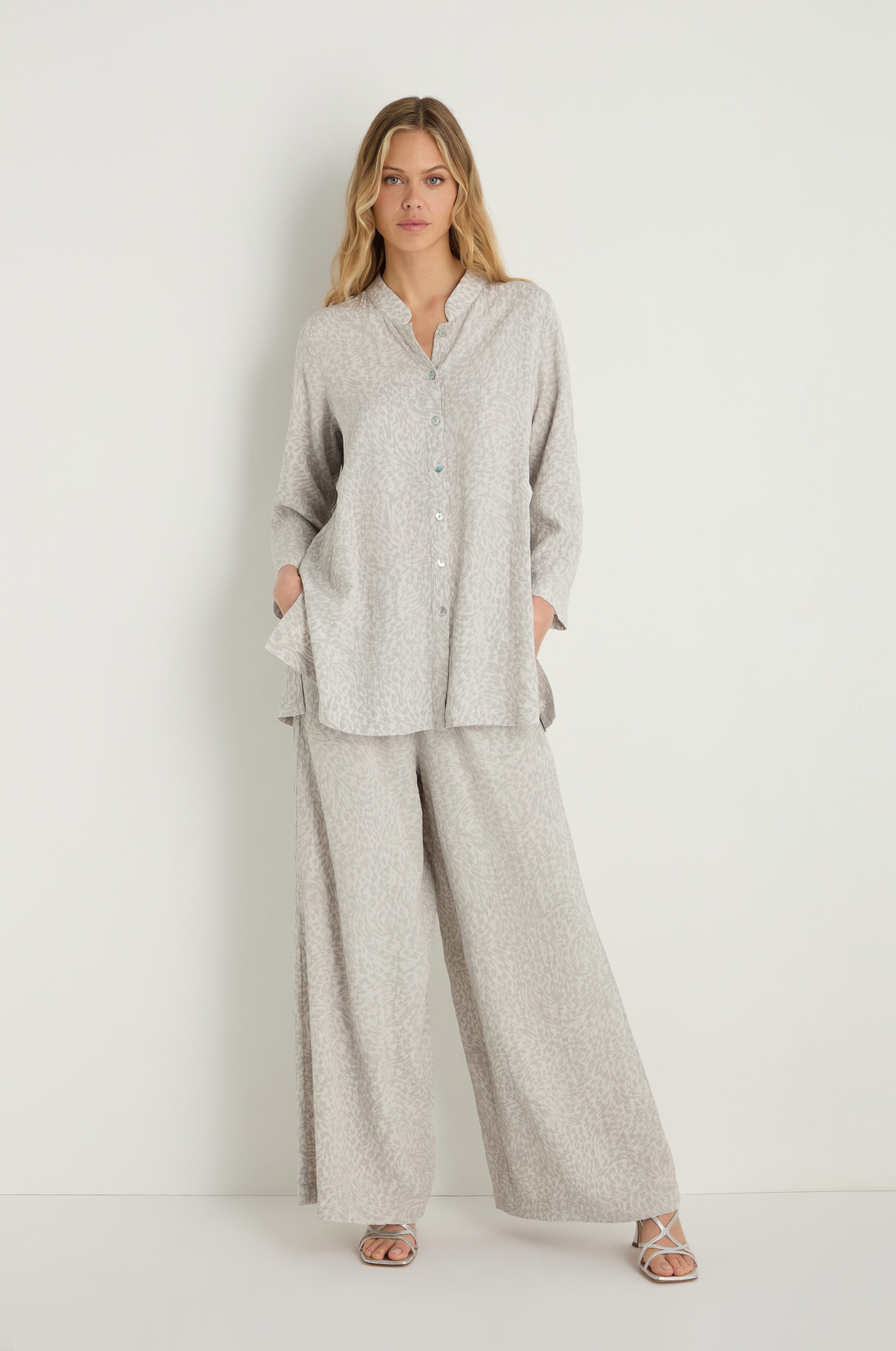 Animal Textured Jacquard Nehru Shirt