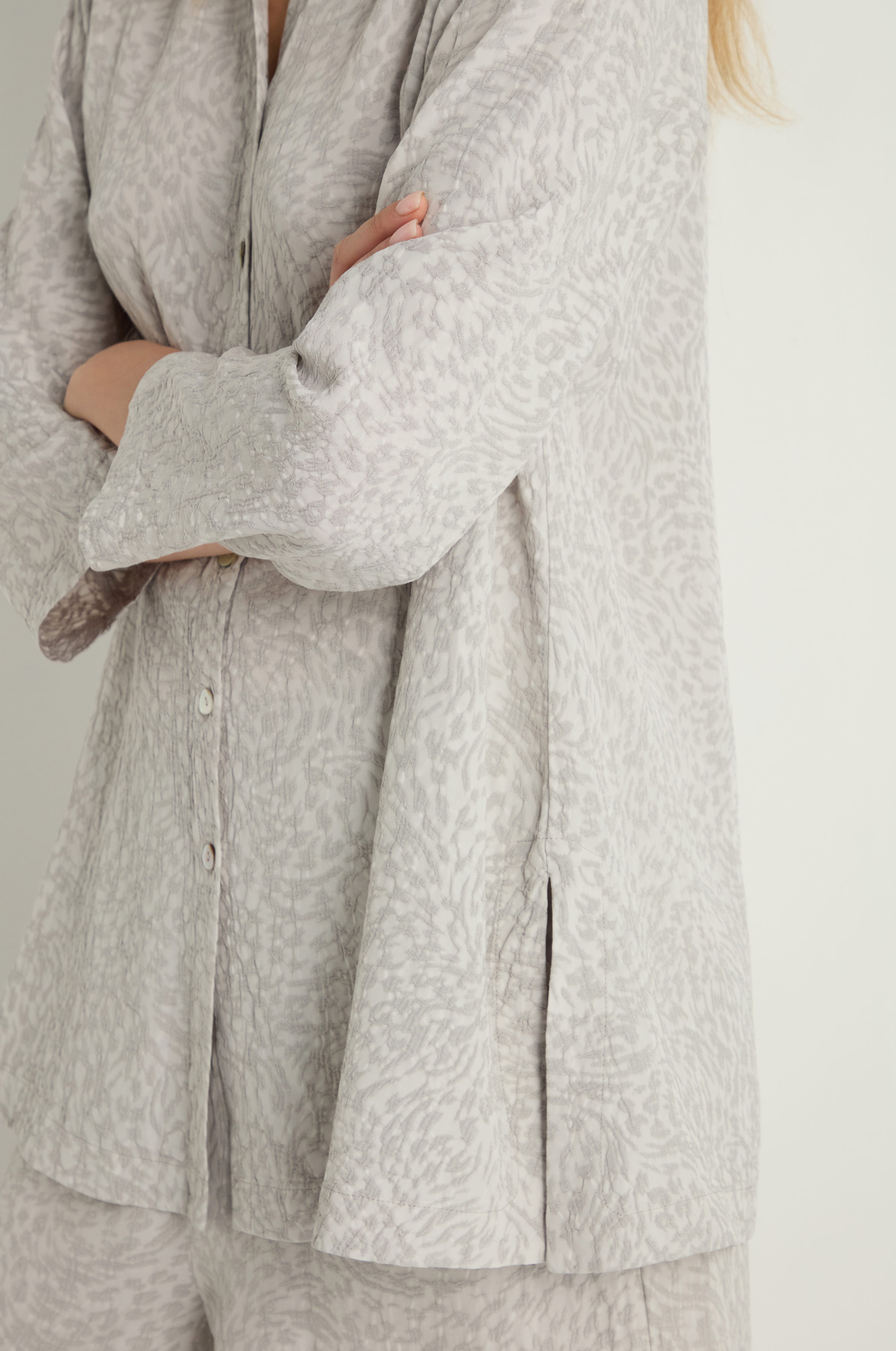 Animal Textured Jacquard Nehru Shirt