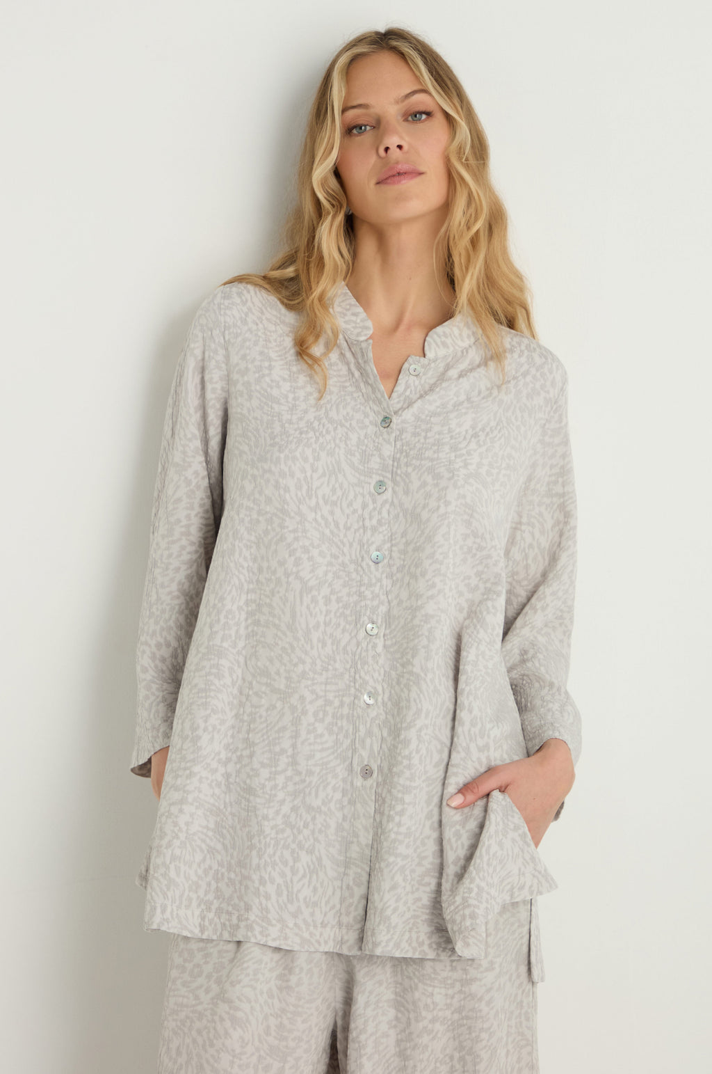 Animal Textured Jacquard Nehru Shirt