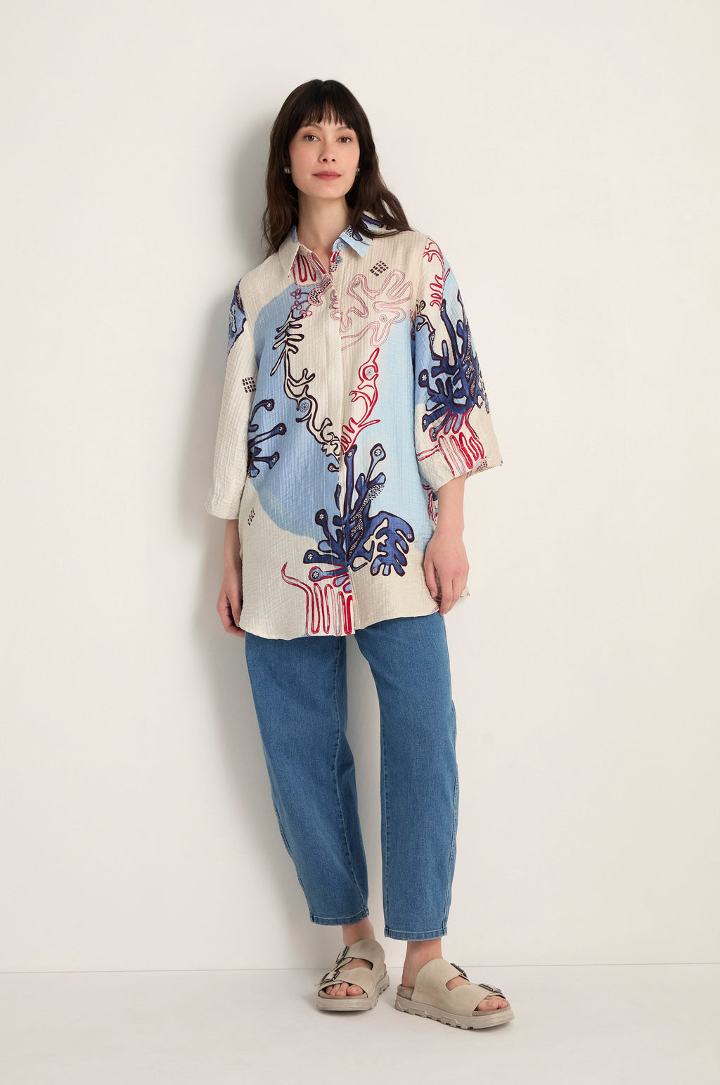 Abstract Botanical Crinkle Shirt