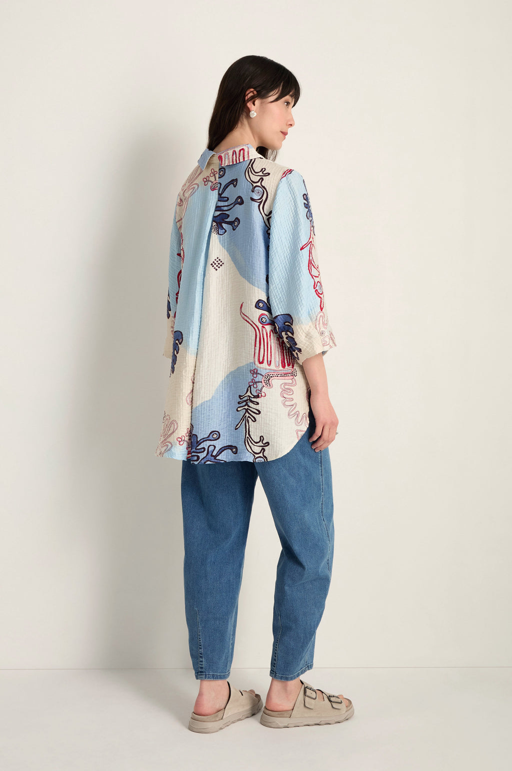 Abstract Botanical Crinkle Shirt