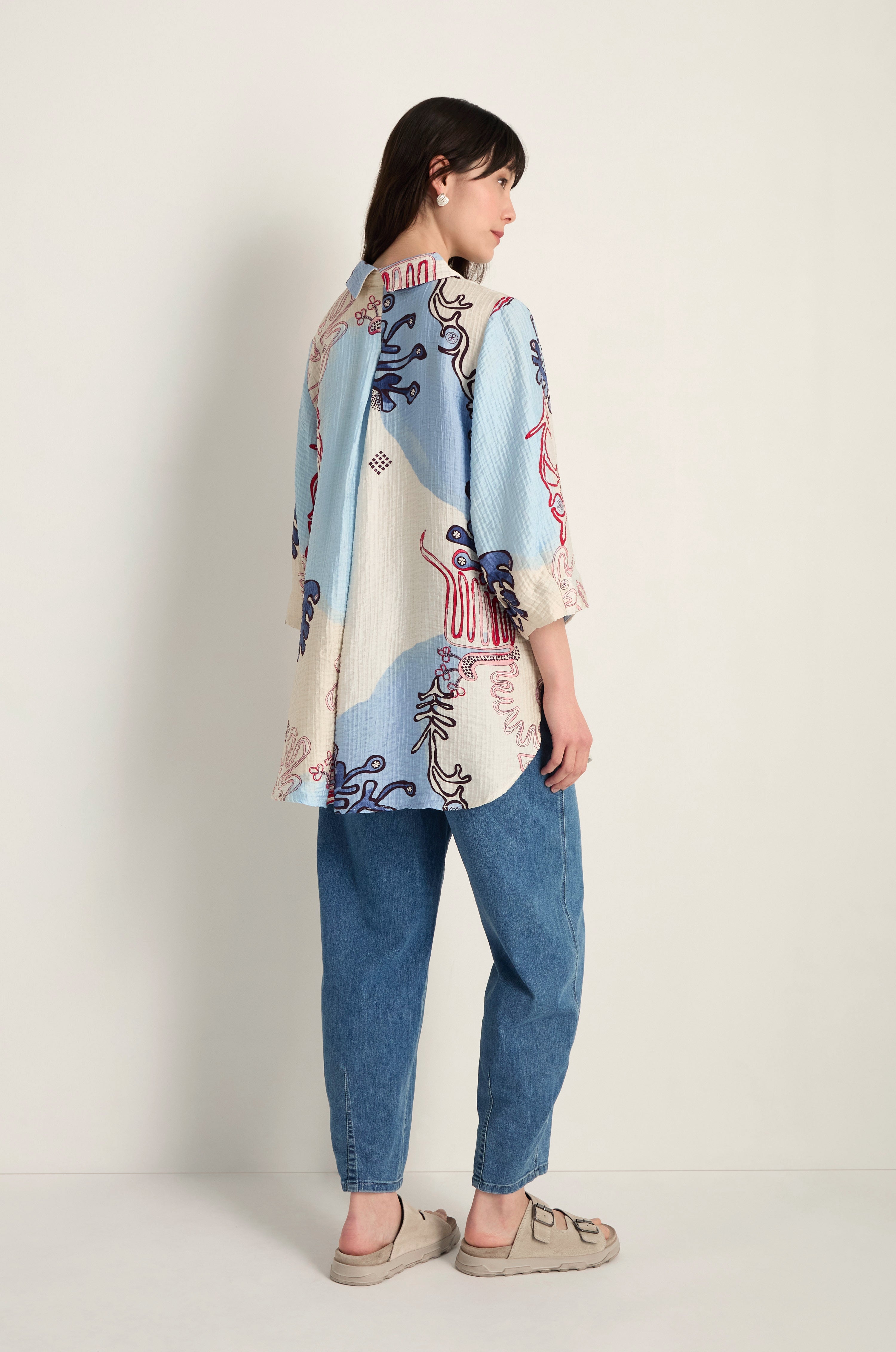 Abstract Botanical Crinkle Shirt