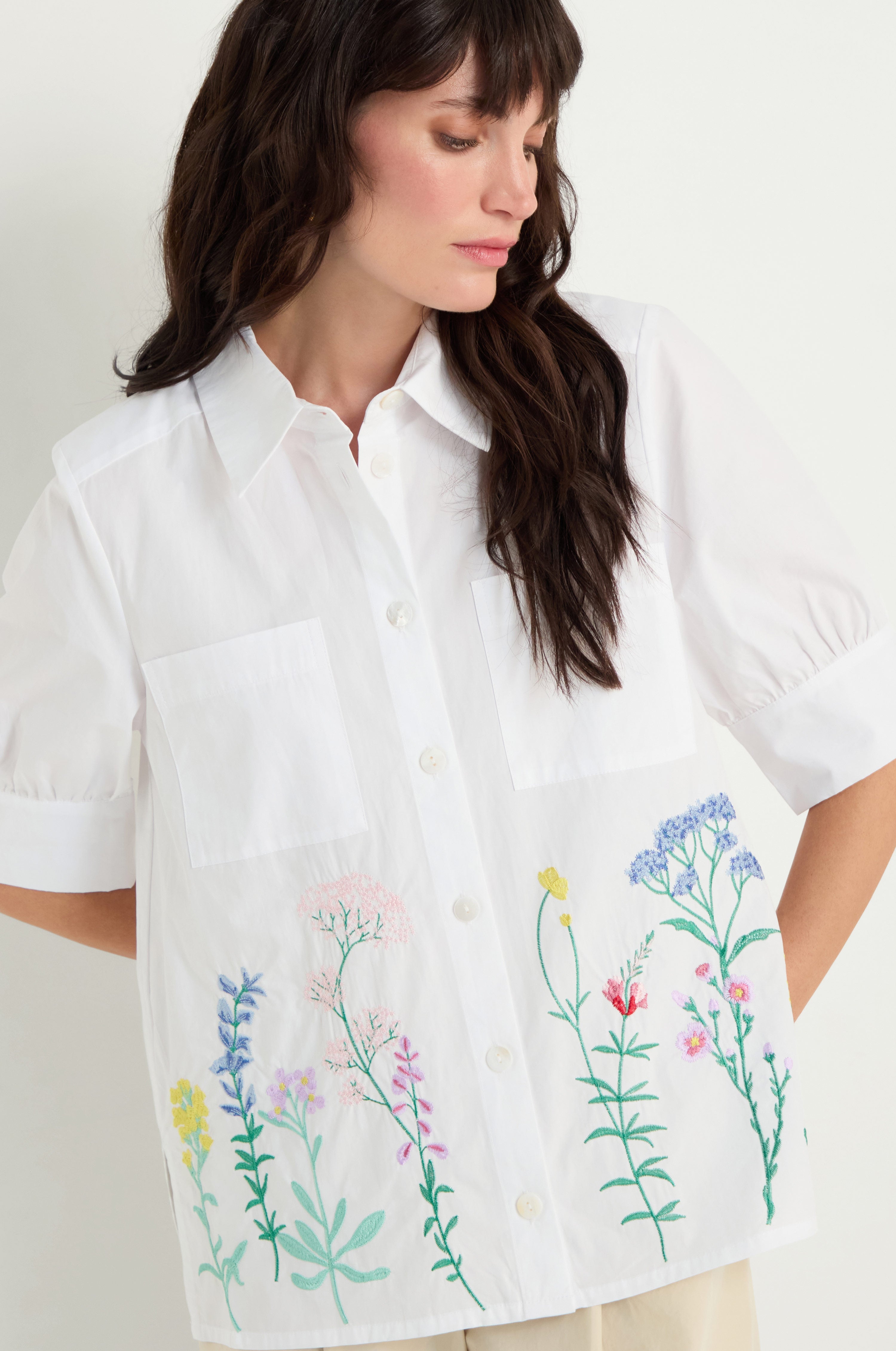 Embroidered Hem Shirt