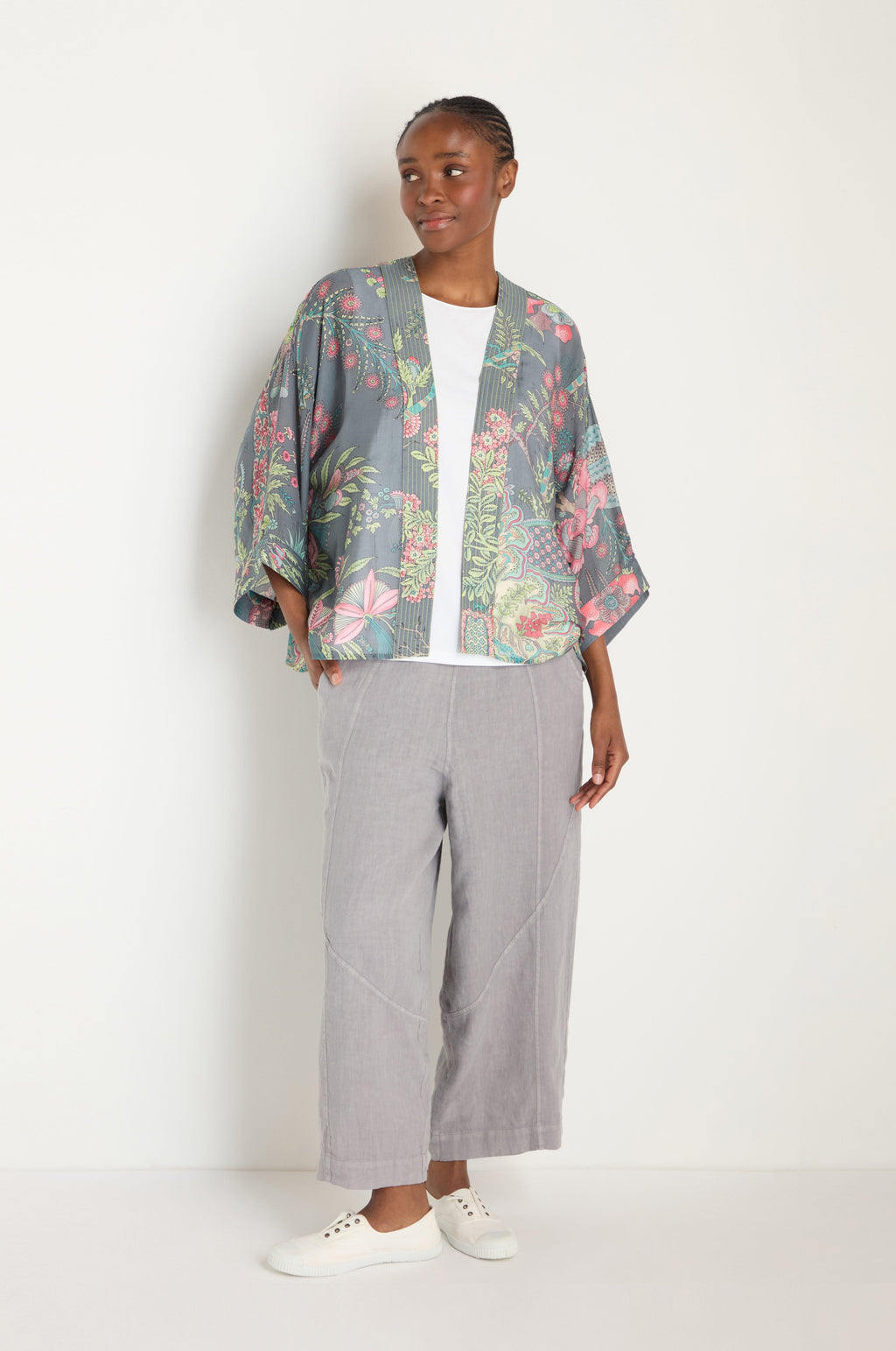 Boho Garden Slate Print Kimono