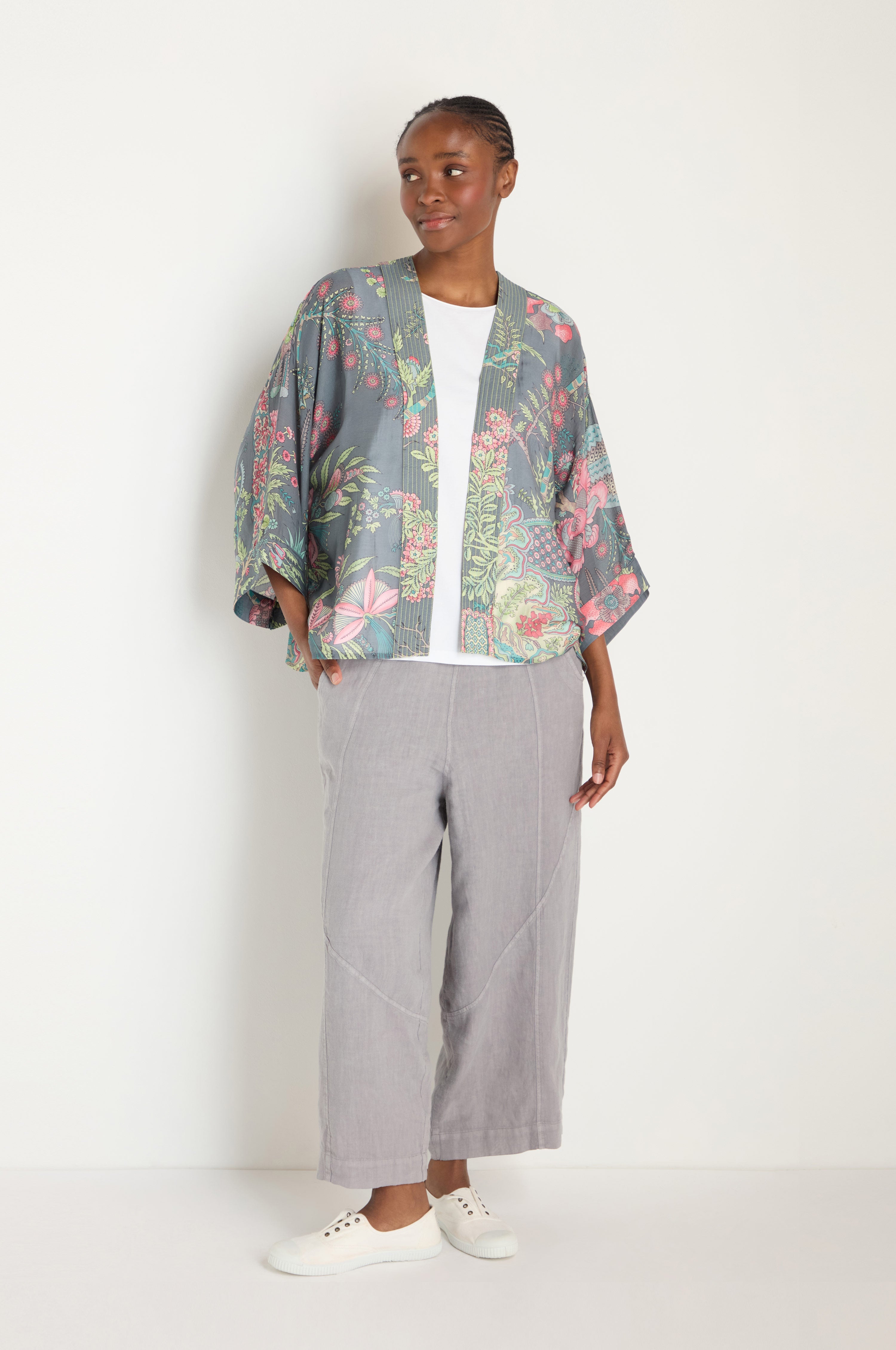 Boho Garden Slate Print Kimono