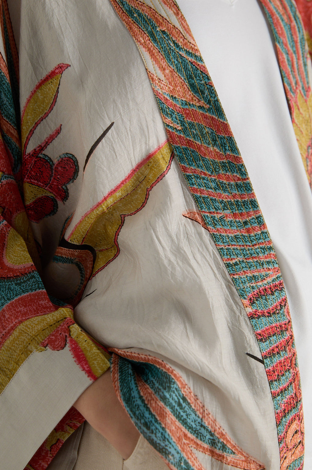 Crane Stone Print Kimono